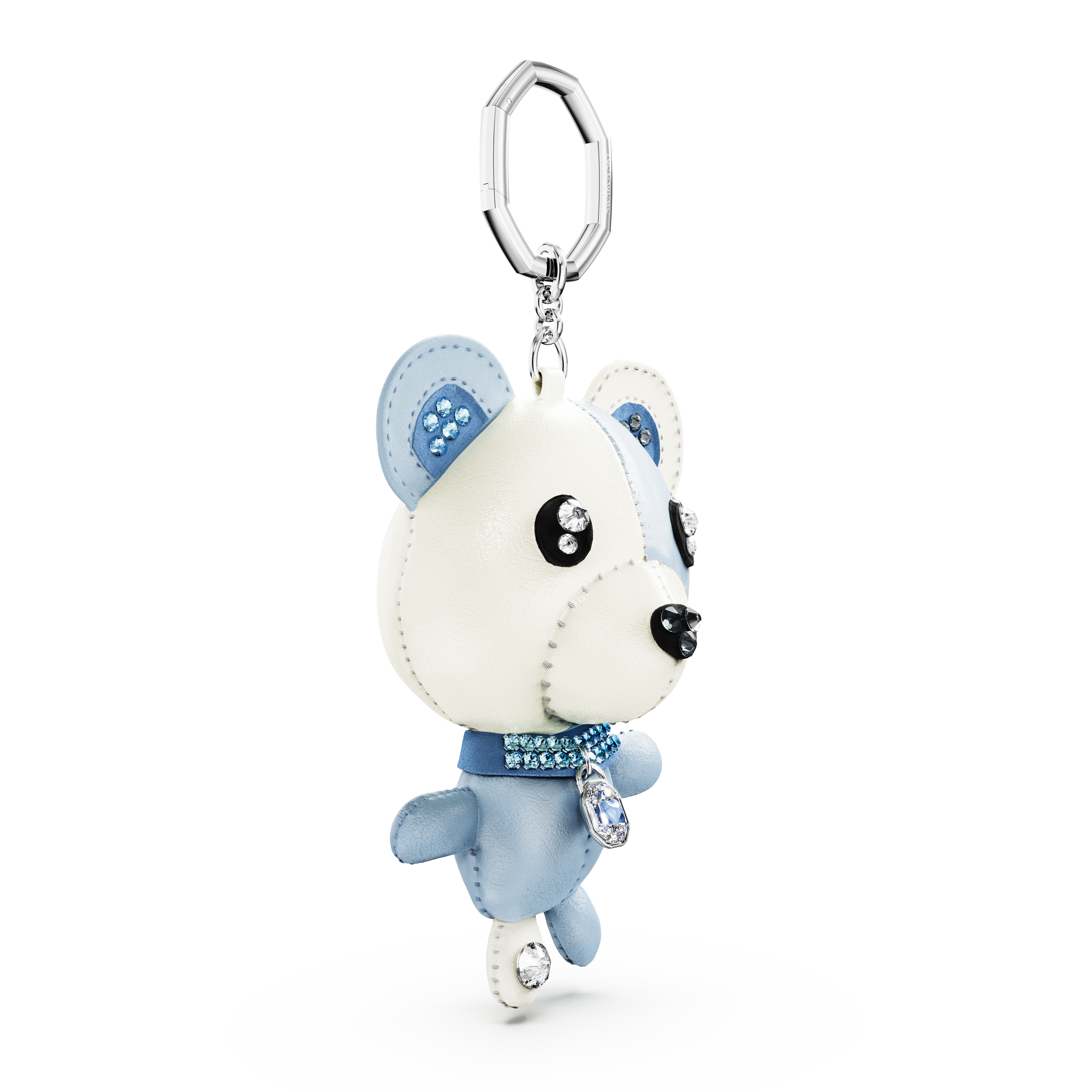 Swarovski Teddy bag charm, Bear, Blue, Rhodium plated 5733771