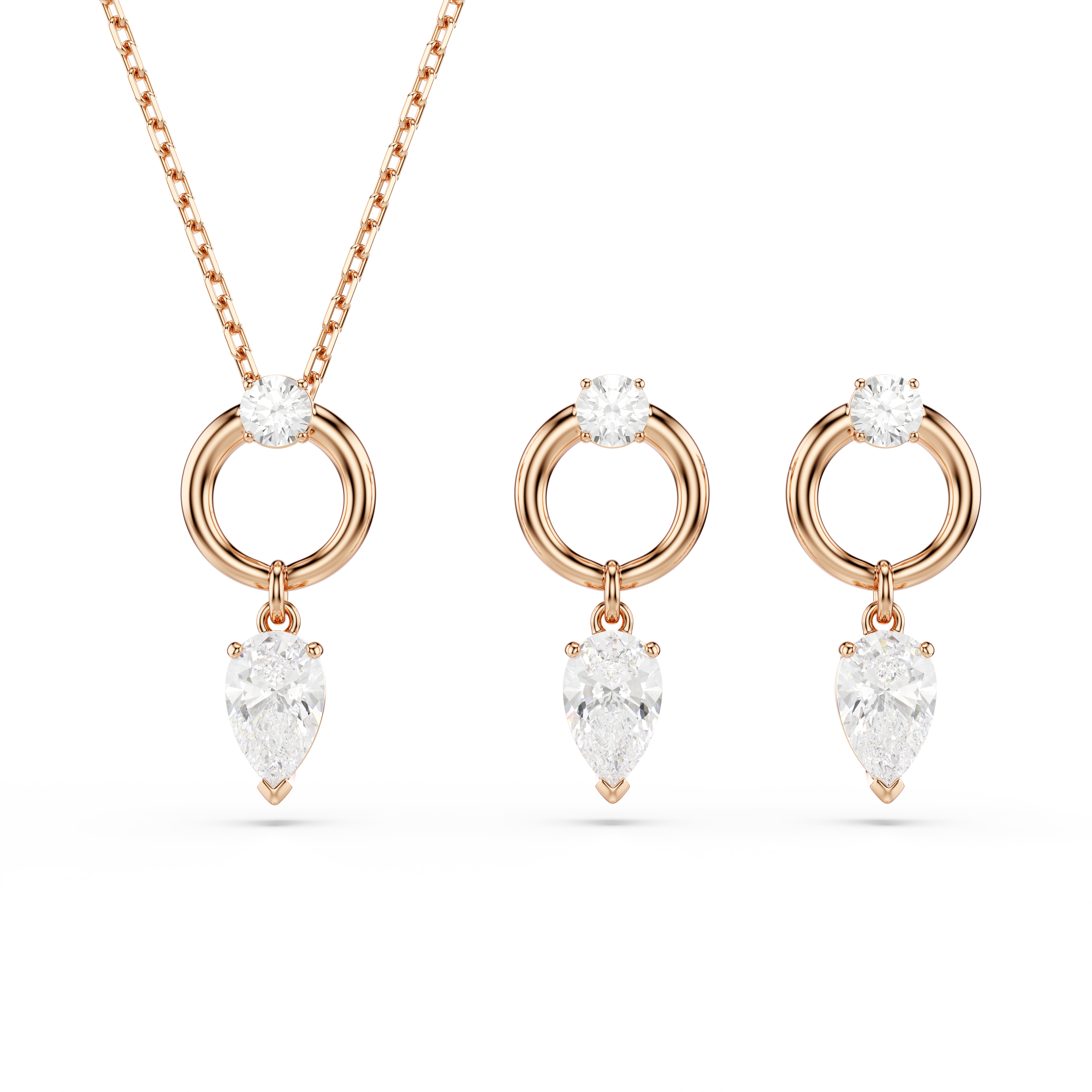 Swarovski Mesmera set, Pear cut, Round cut, White, Rose gold-tone plated 5733808
