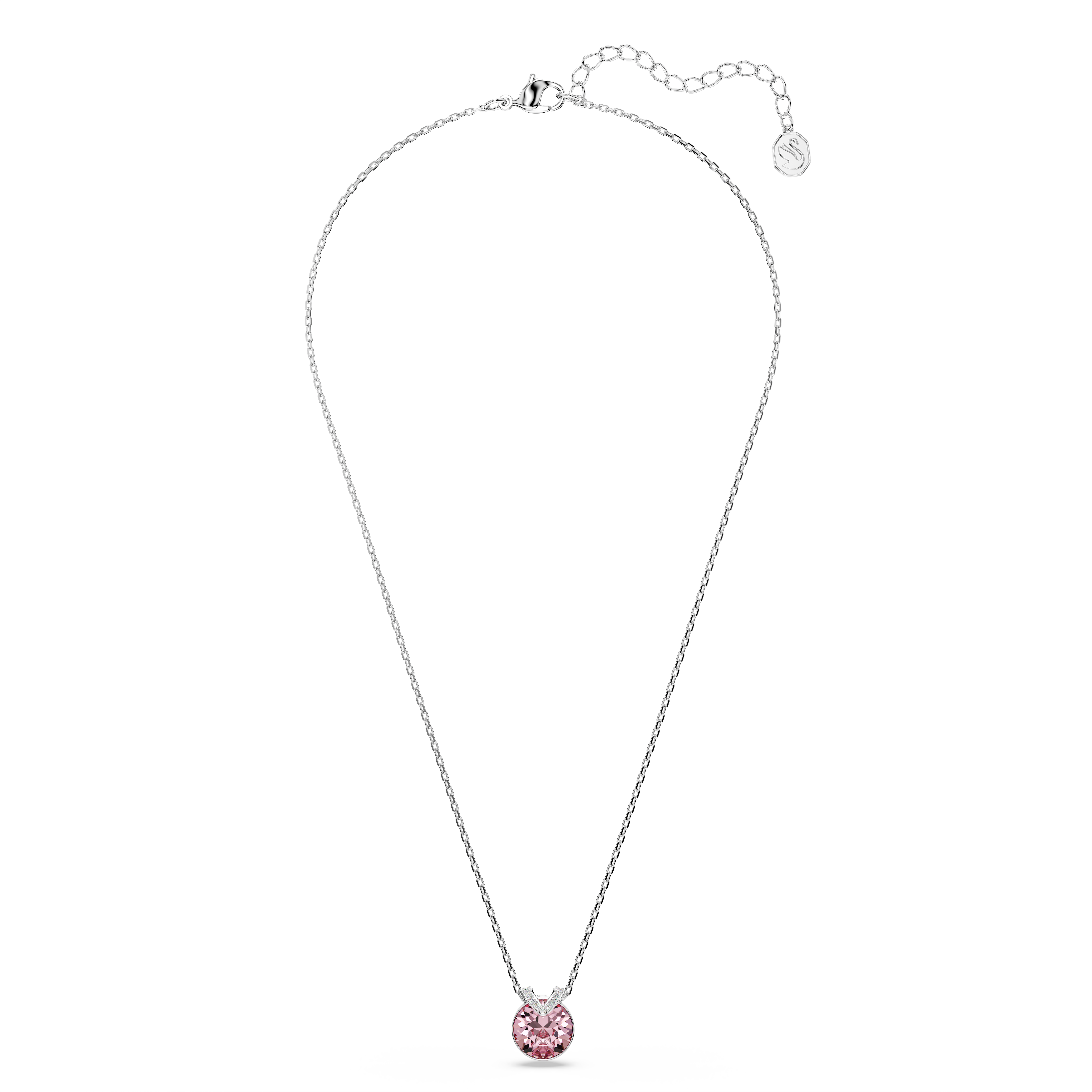 Swarovski Bella V pendant, Round cut, Pink, Rhodium plated 5734230