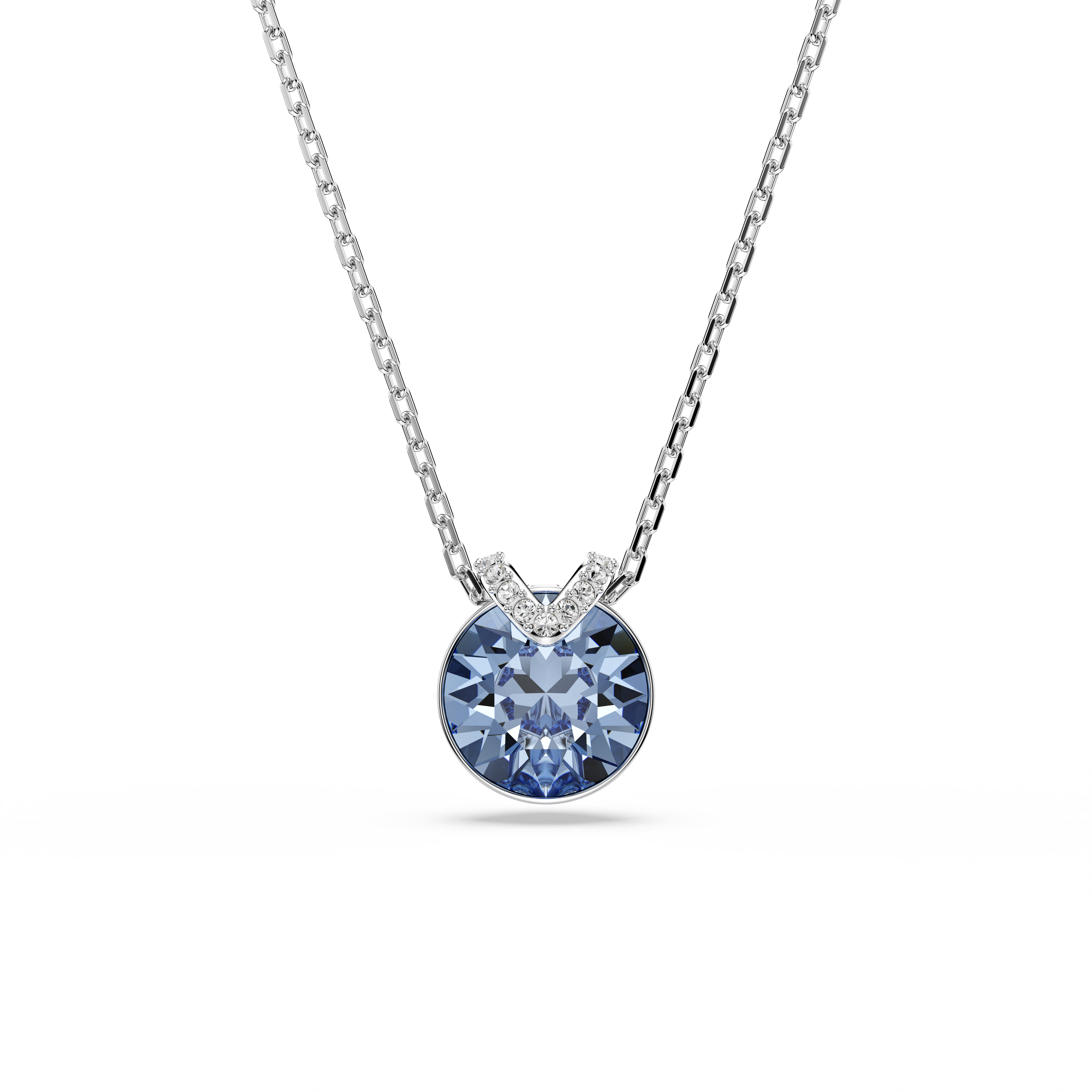 Swarovski Bella V pendant, Round cut, Blue, Rhodium plated 5734232