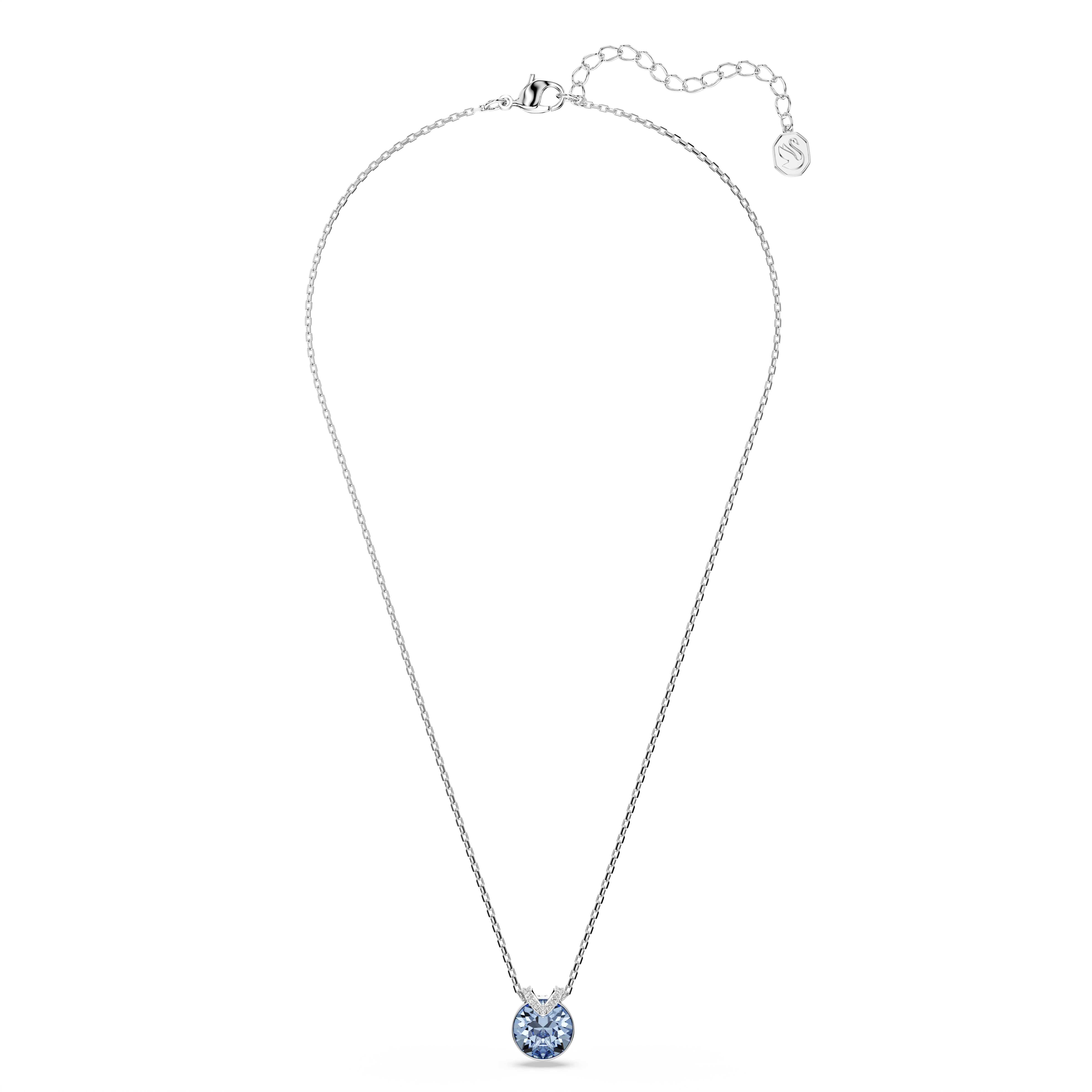 Swarovski Bella V pendant, Round cut, Blue, Rhodium plated 5734232