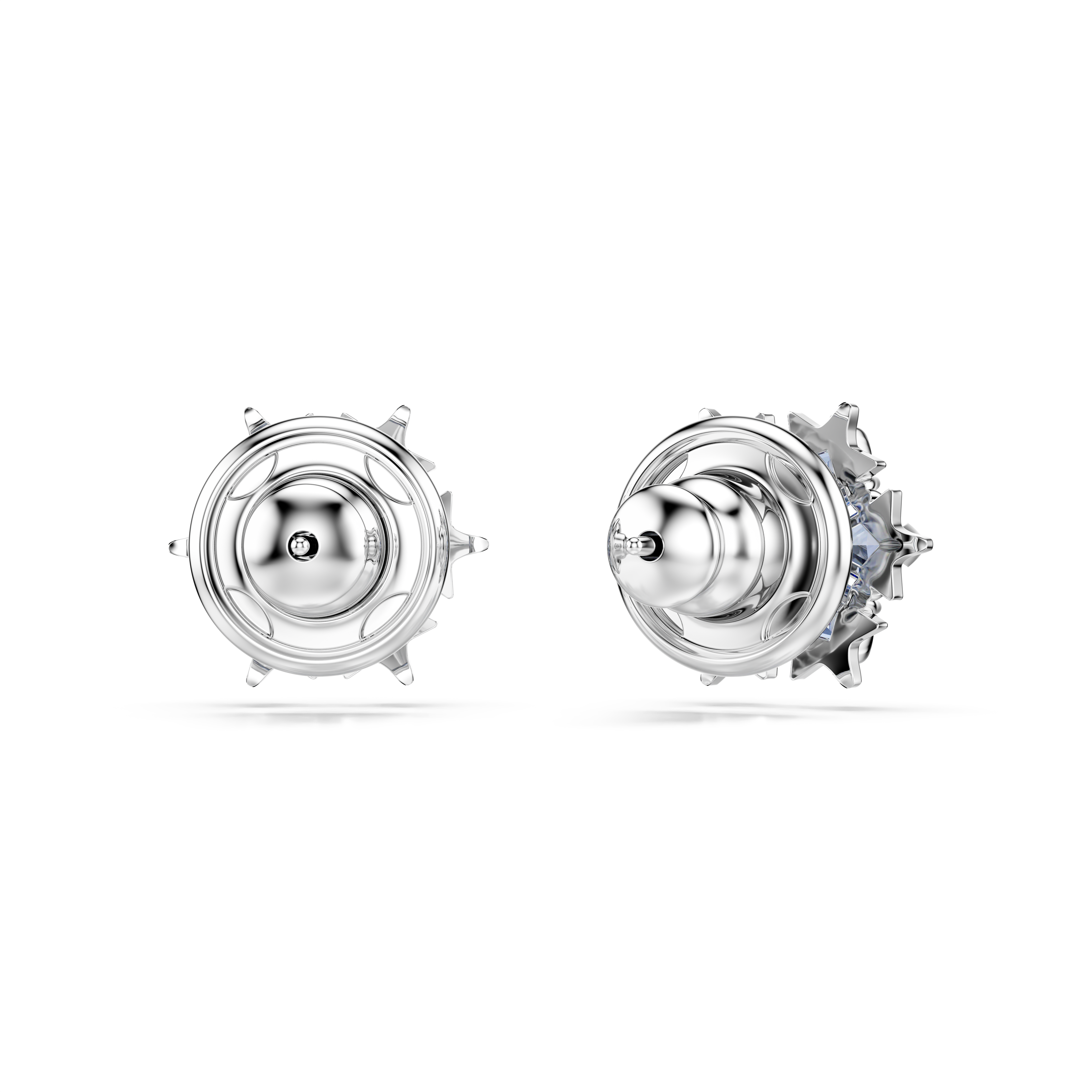 Swarovski Magic stud earrings, Snowflake, Blue, Rhodium plated 5734242