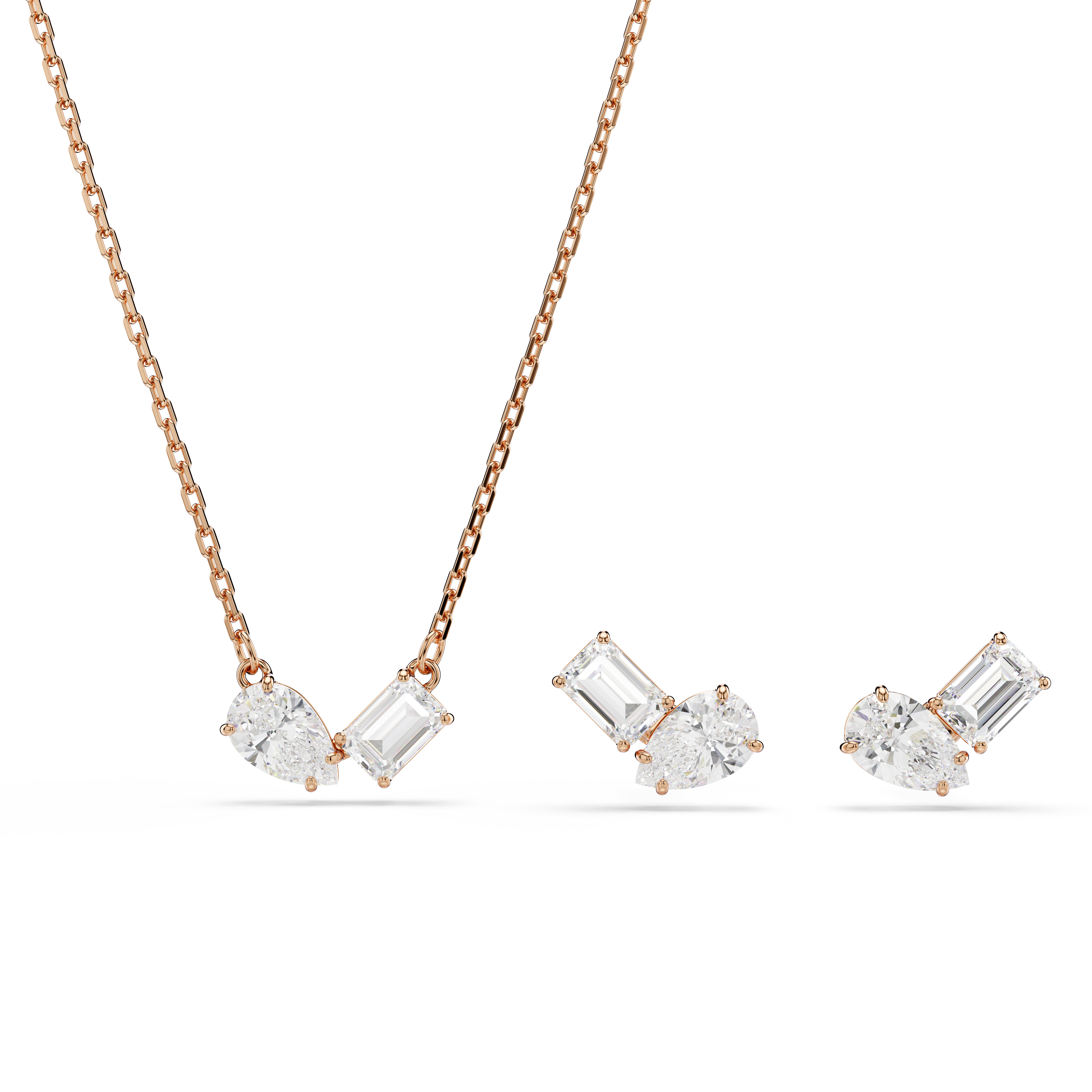 Swarovski Mesmera set, Pear cut, Octagon cut, White, Rose gold-tone plated 5734246