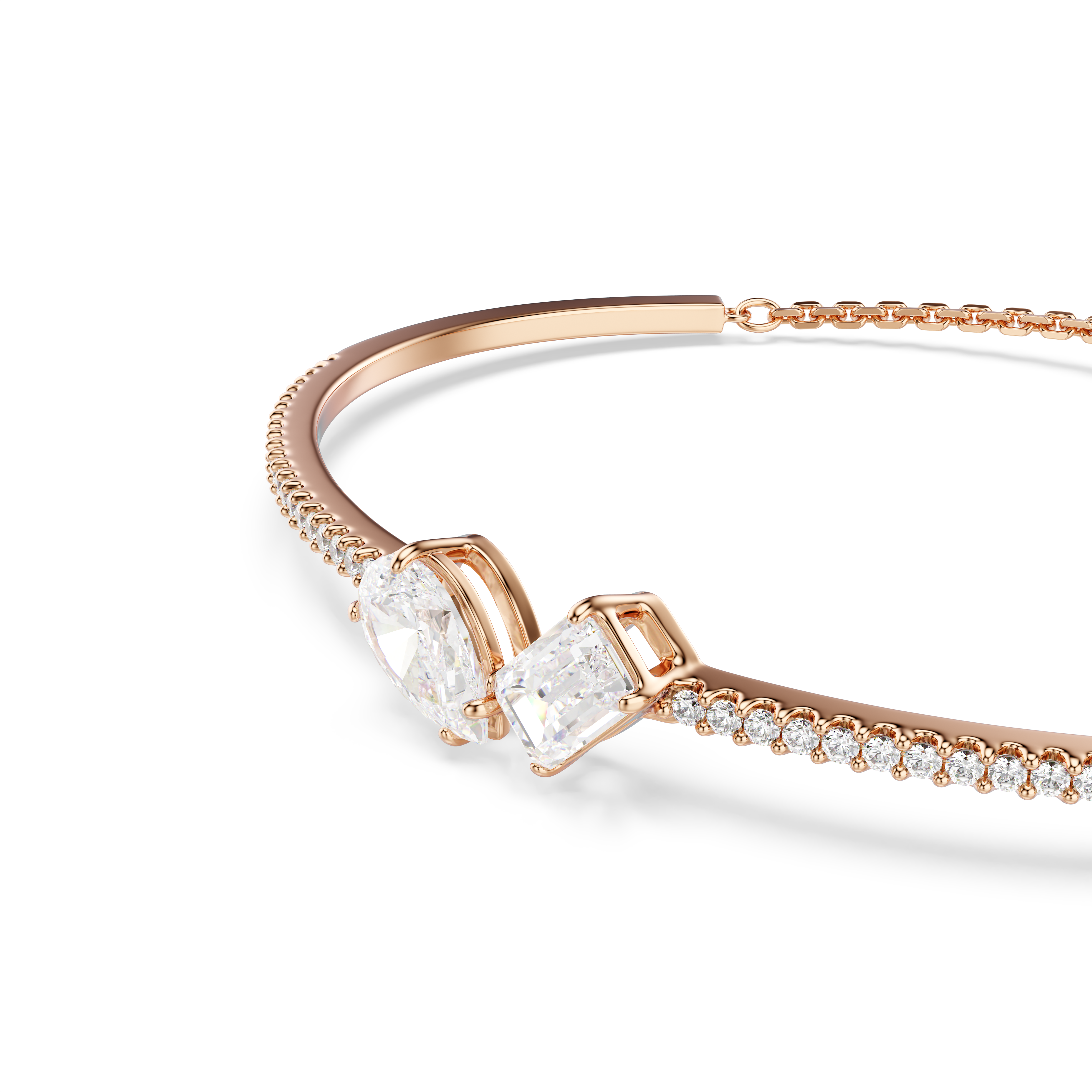 Swarovski Mesmera bangle, Mixed cuts, White, Rose gold-tone plated 5734247