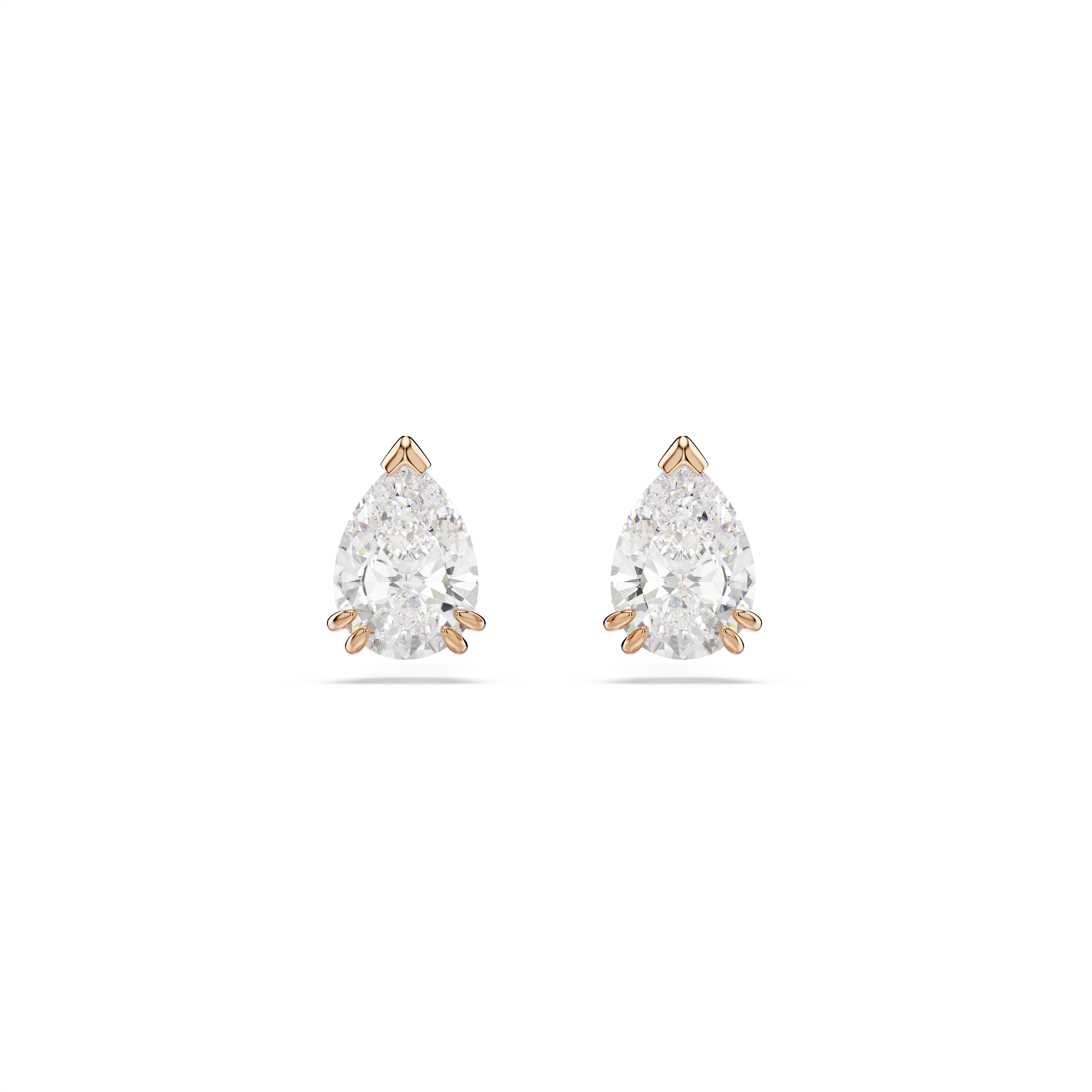 Swarovski Stilla stud earrings, Pear cut, White, Rose gold-tone plated 5734248