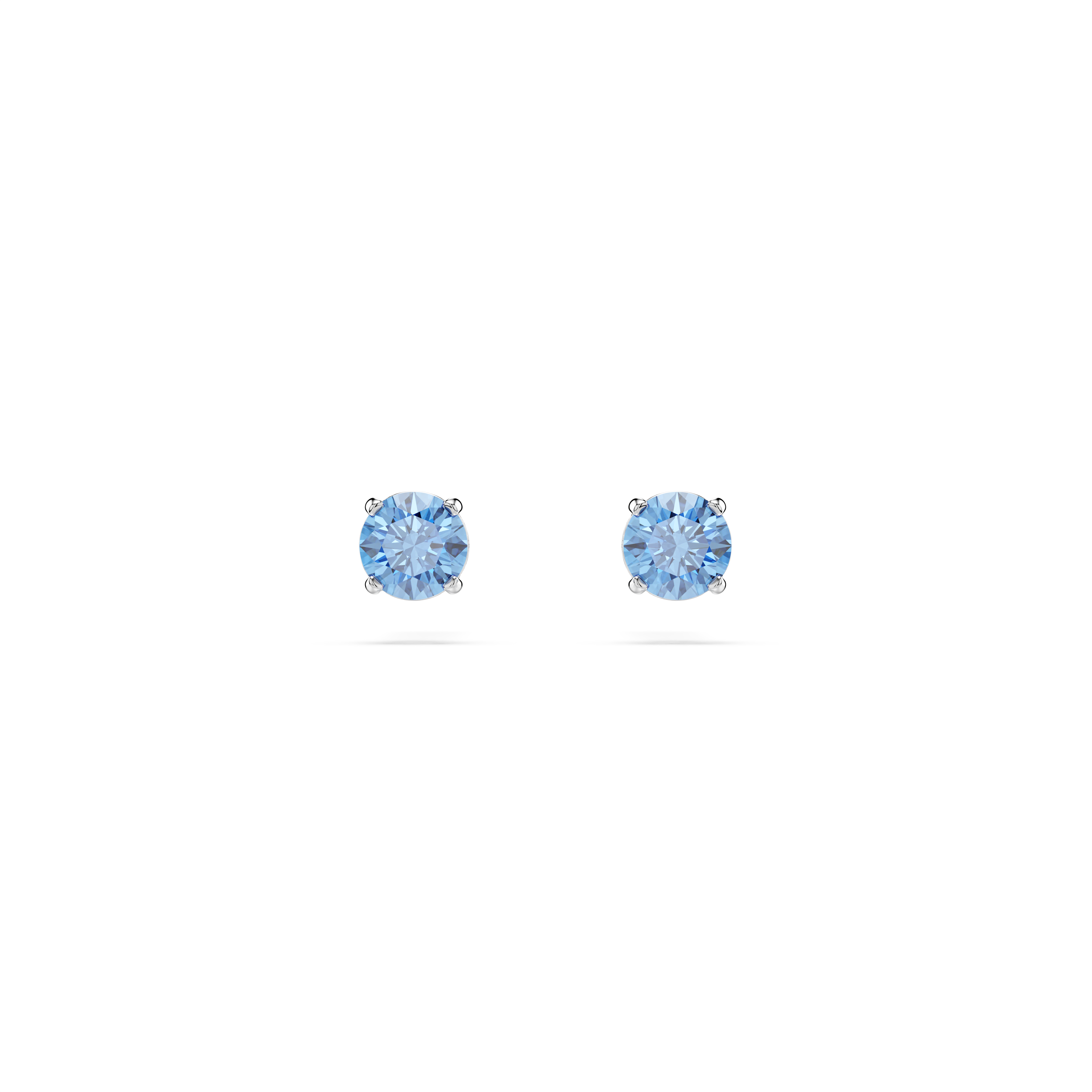 Swarovski Stilla Attract stud earrings, Round cut, Blue, Rhodium plated 5734250