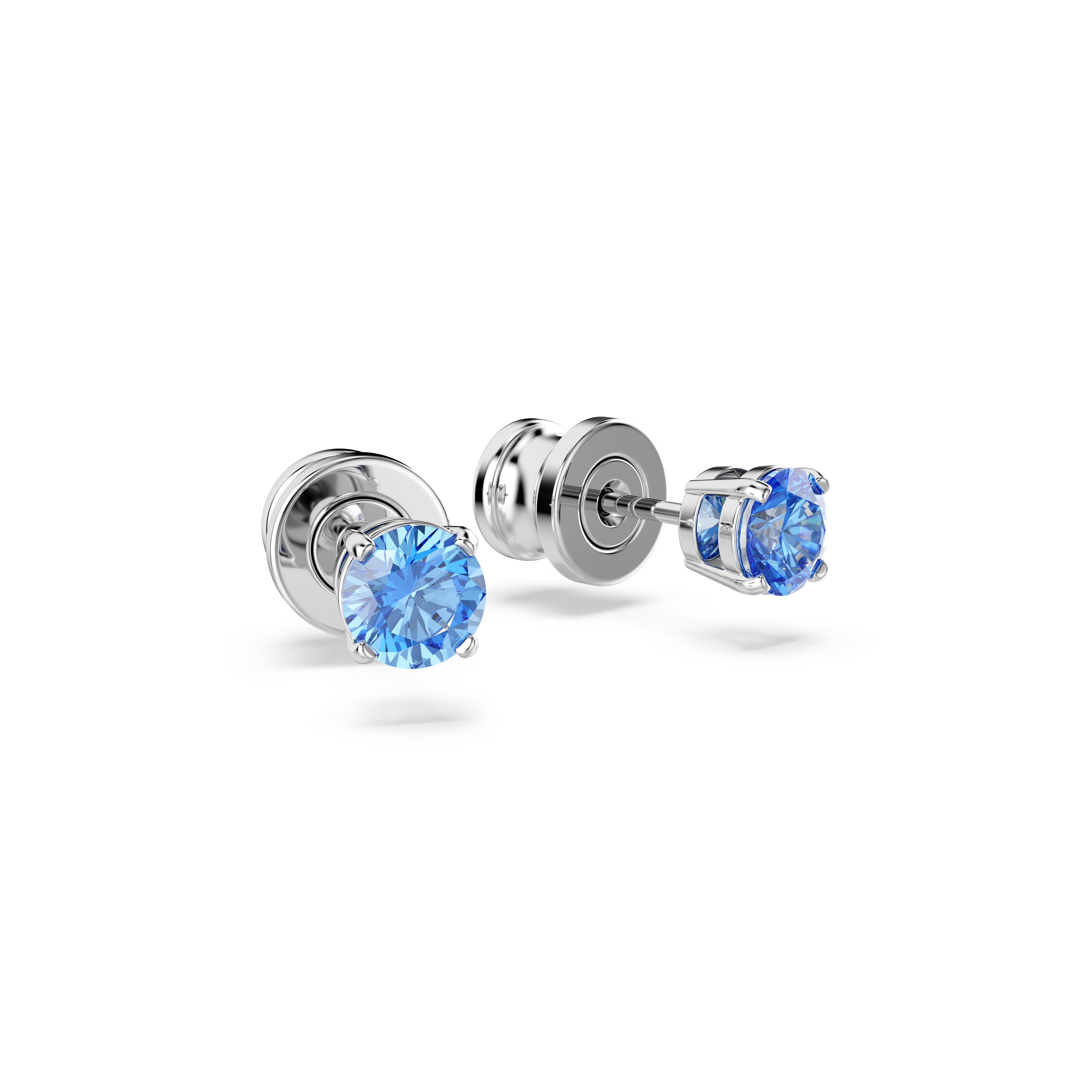 Swarovski Stilla Attract stud earrings, Round cut, Blue, Rhodium plated 5734250