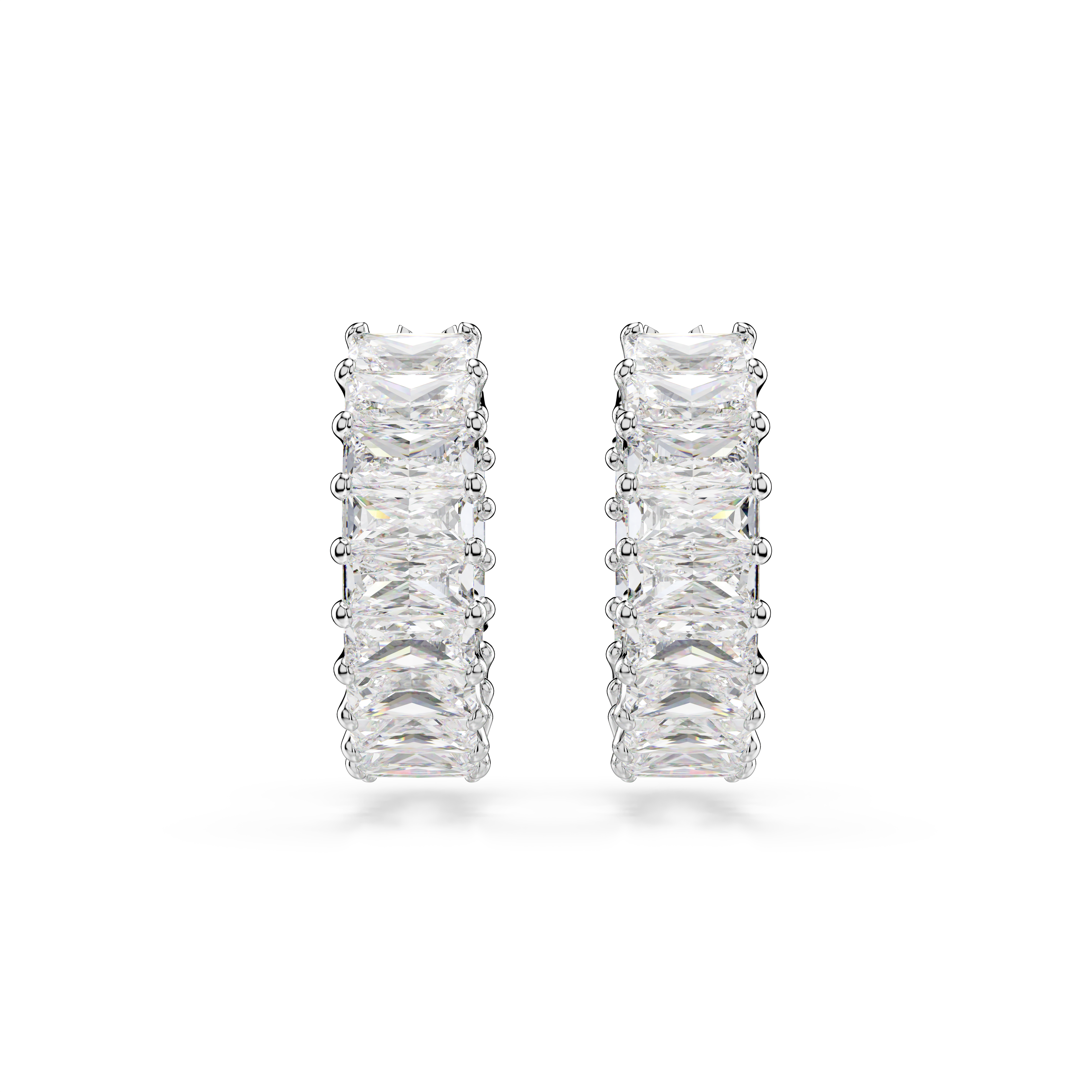 Swarovski Matrix hoop earrings, Baguette cut, White, Rhodium plated 5734471