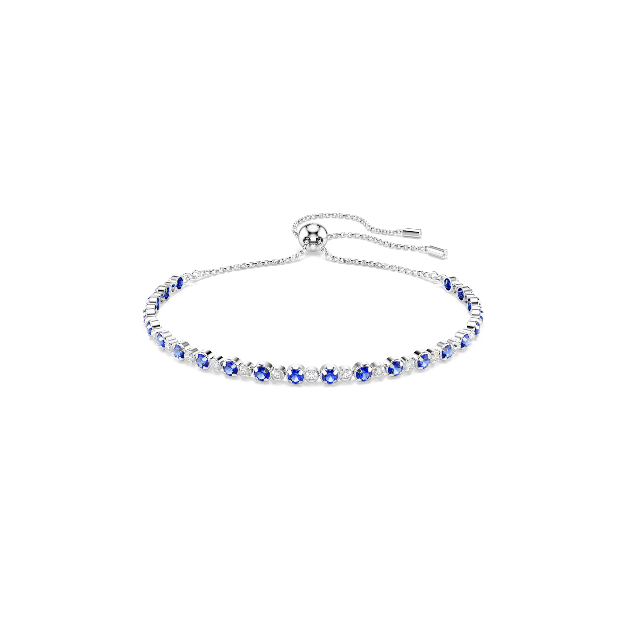 Swarovski Matrix Tennis bracelet, Mixed round cuts, Blue, Rhodium