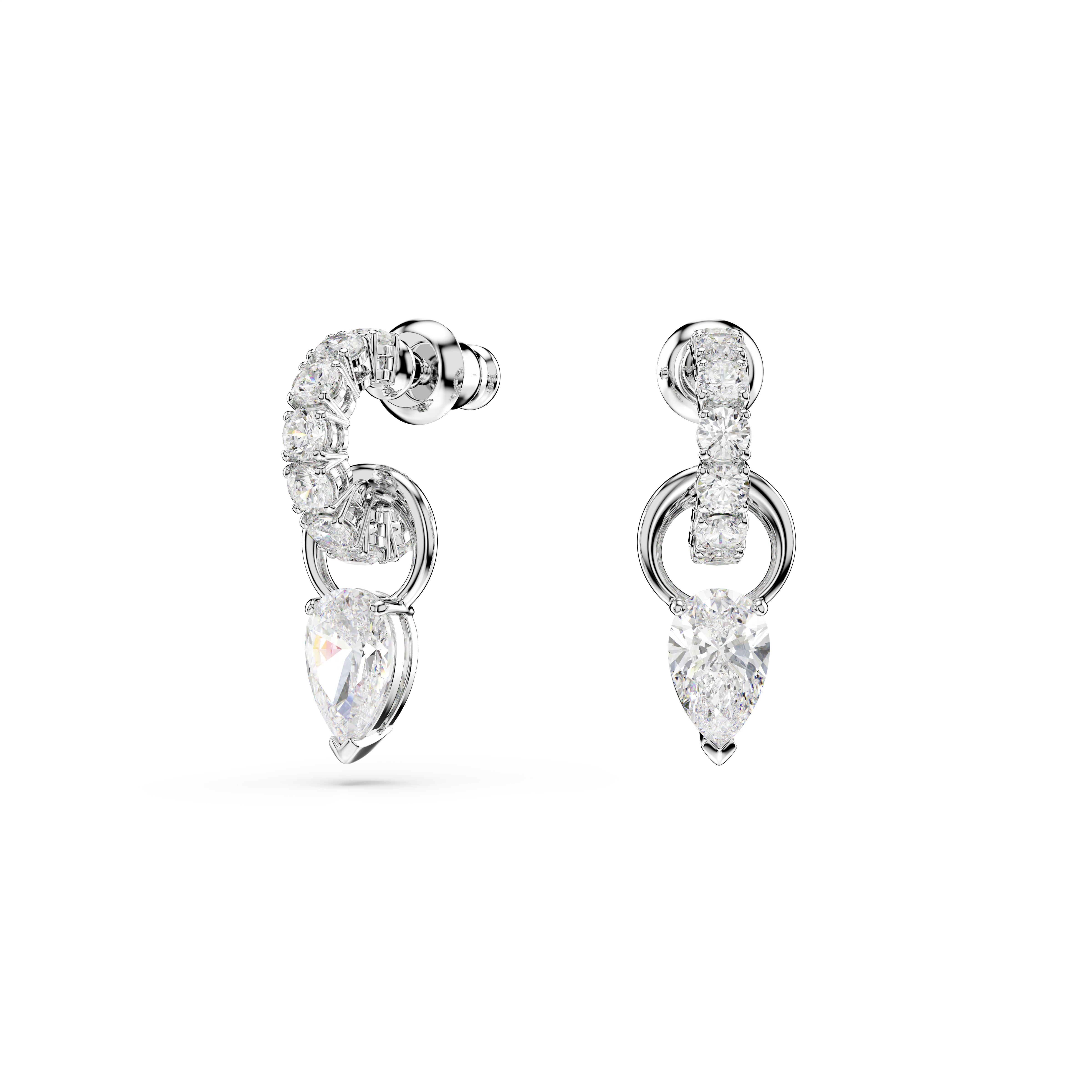 Swarovski Mesmera set, Pear cut, Round cut, White, Rhodium plated 5734476