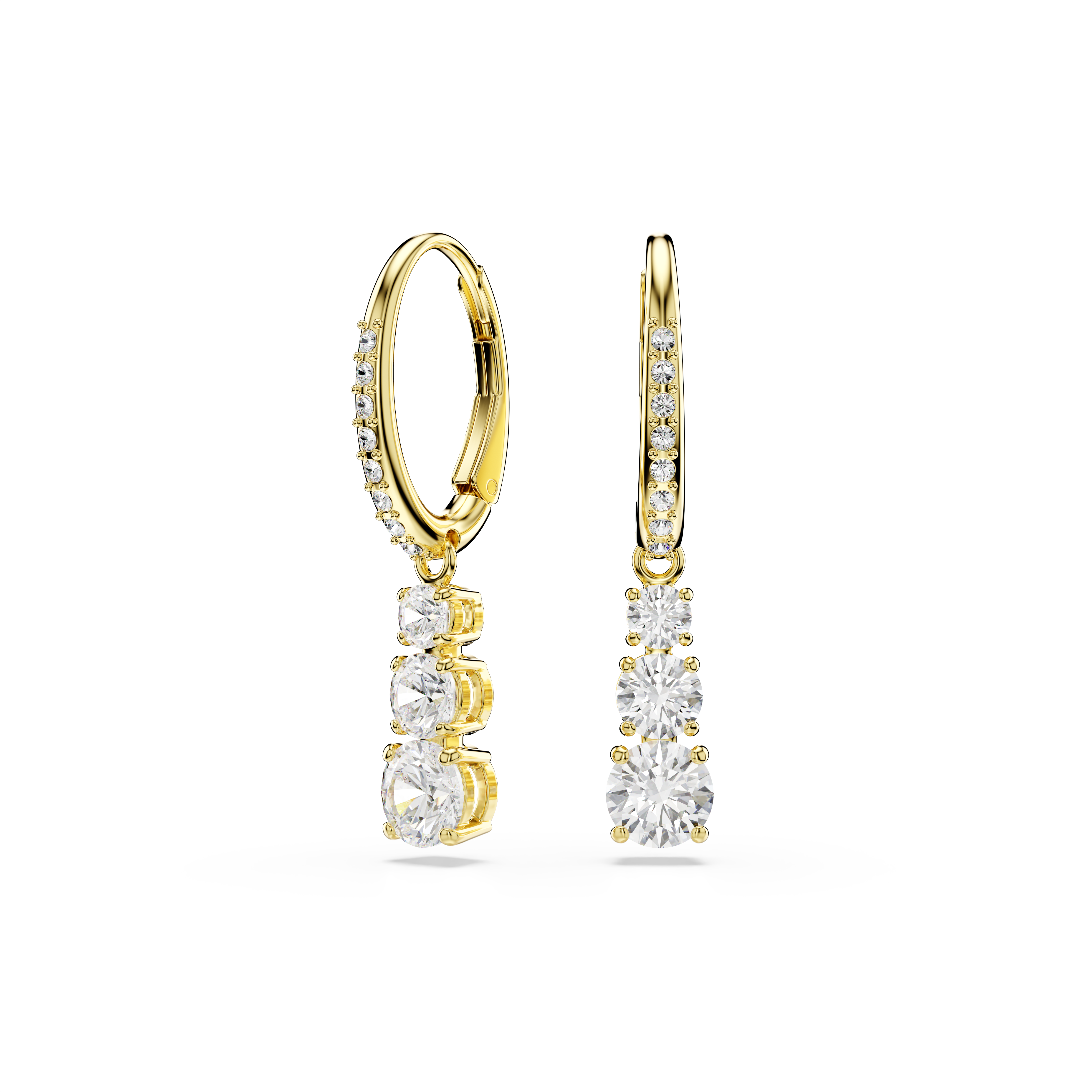 Swarovski Stilla Attract hoop earrings, Round cut, White, Gold-tone plated 5734480