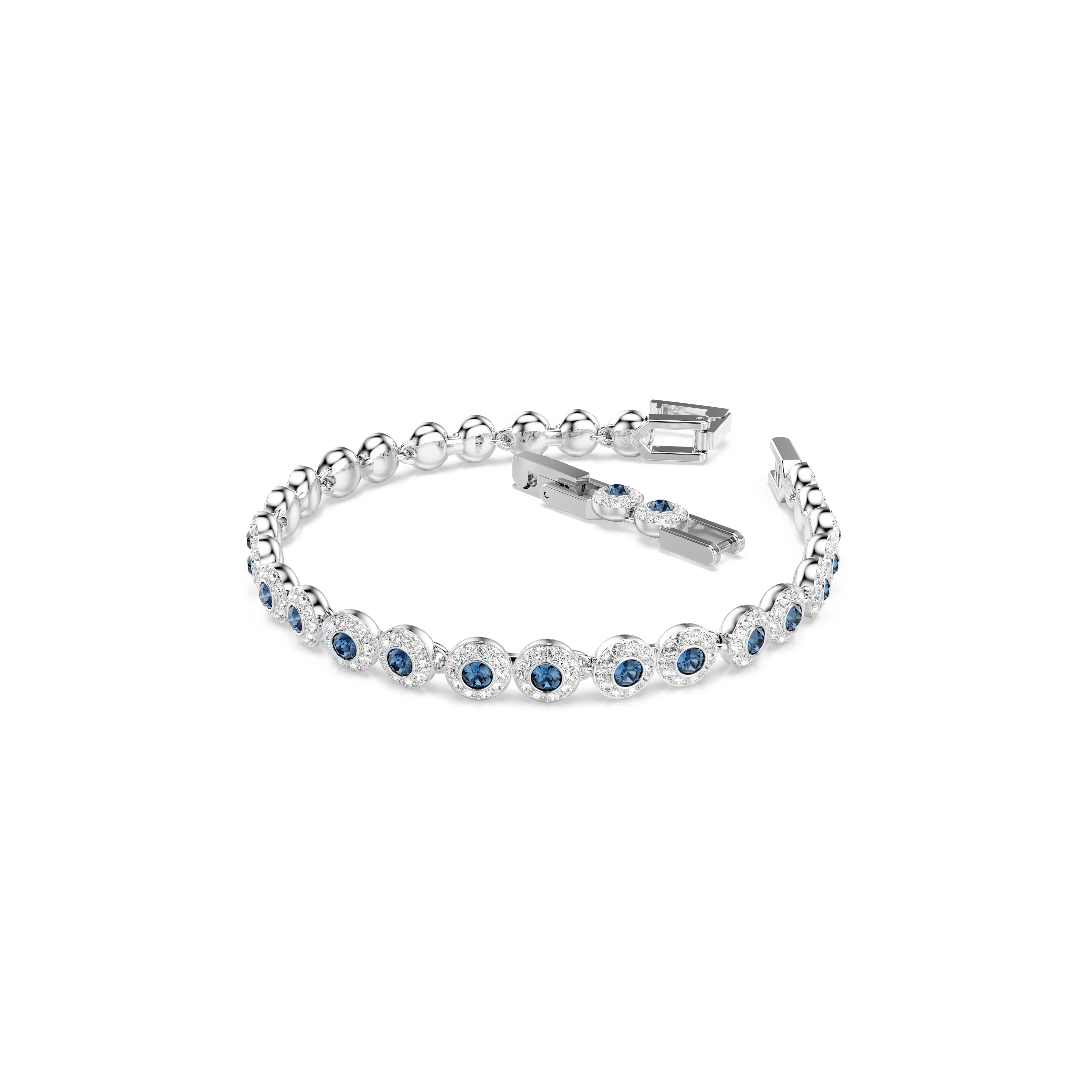 Swarovski Una Angelic Tennis bracelet, Round cut, Blue, Rhodium plated 5734494