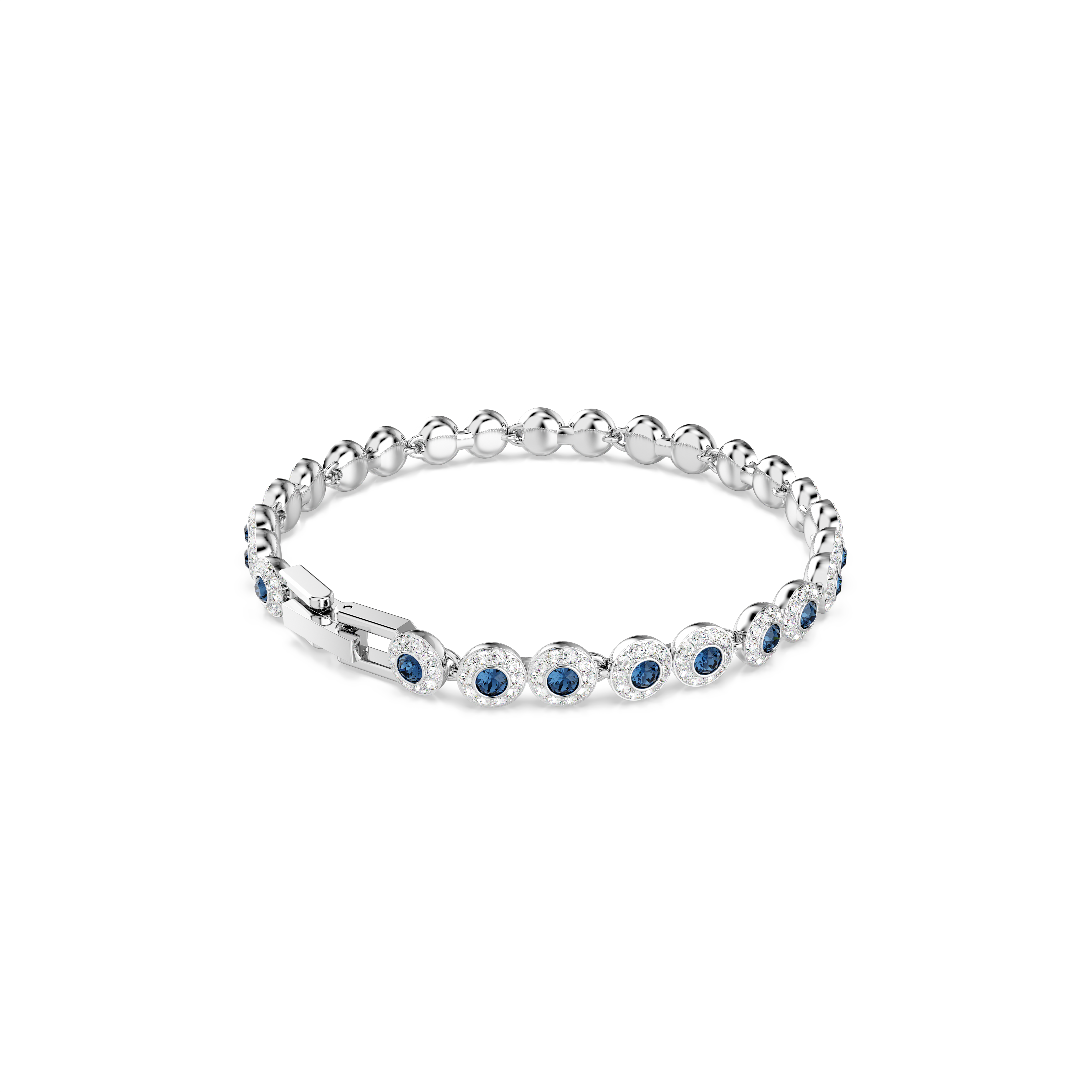 Swarovski Una Angelic Tennis bracelet, Round cut, Blue, Rhodium plated 5734494