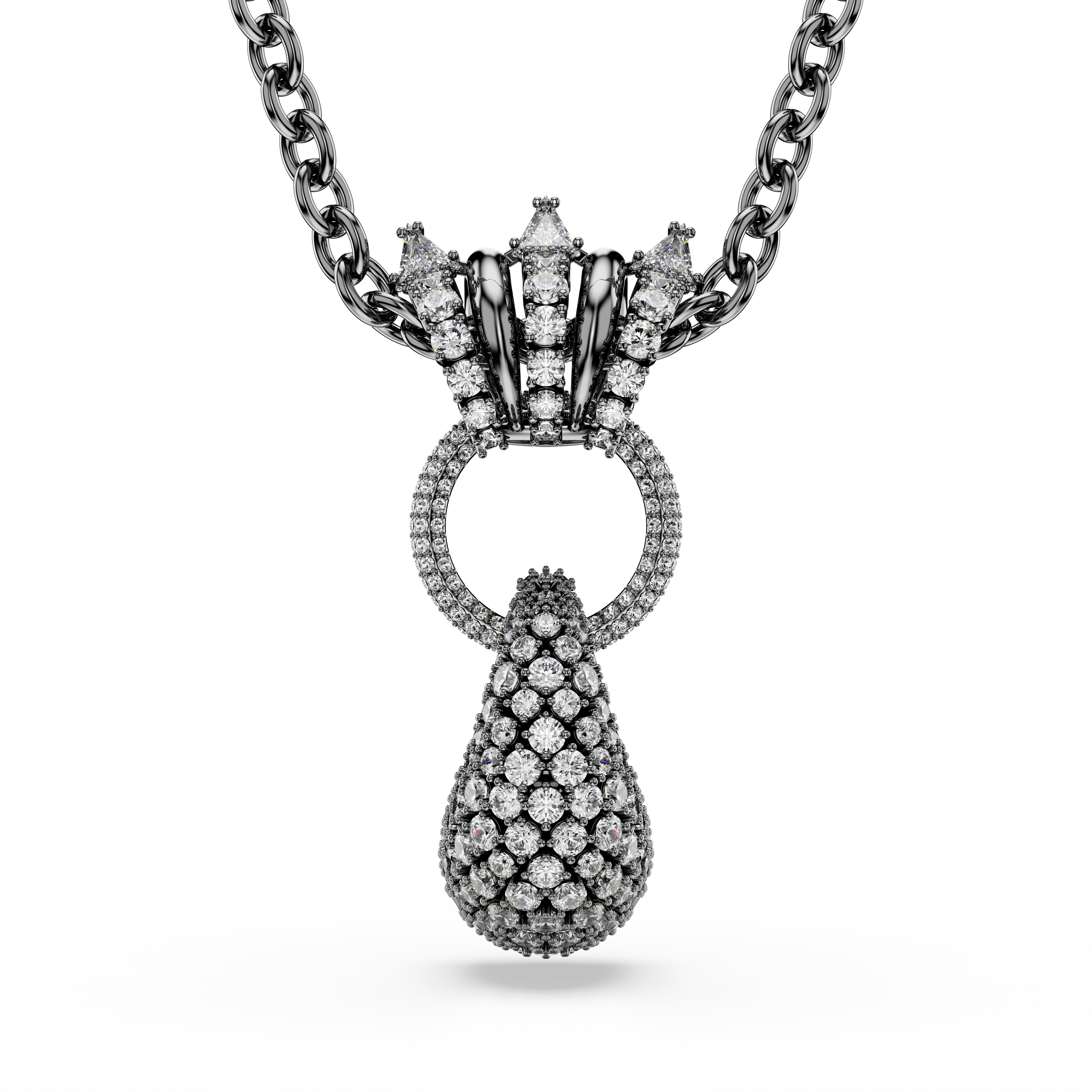 Swarovski Sublima pendant, Mixed cuts, White, Ruthenium plated 5735224