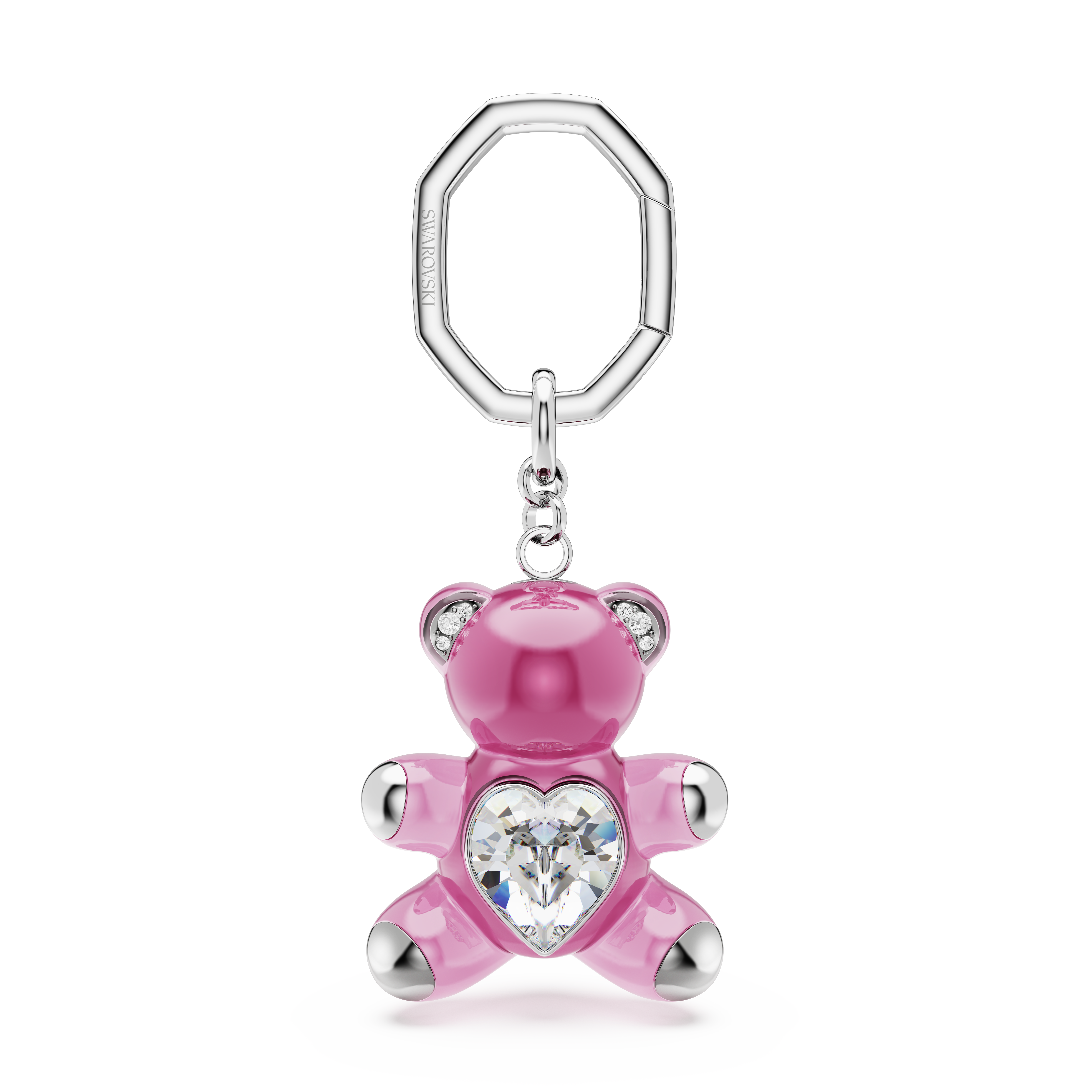 Swarovski Teddy key ring, Bear, Pink, Rhodium plated 5735365