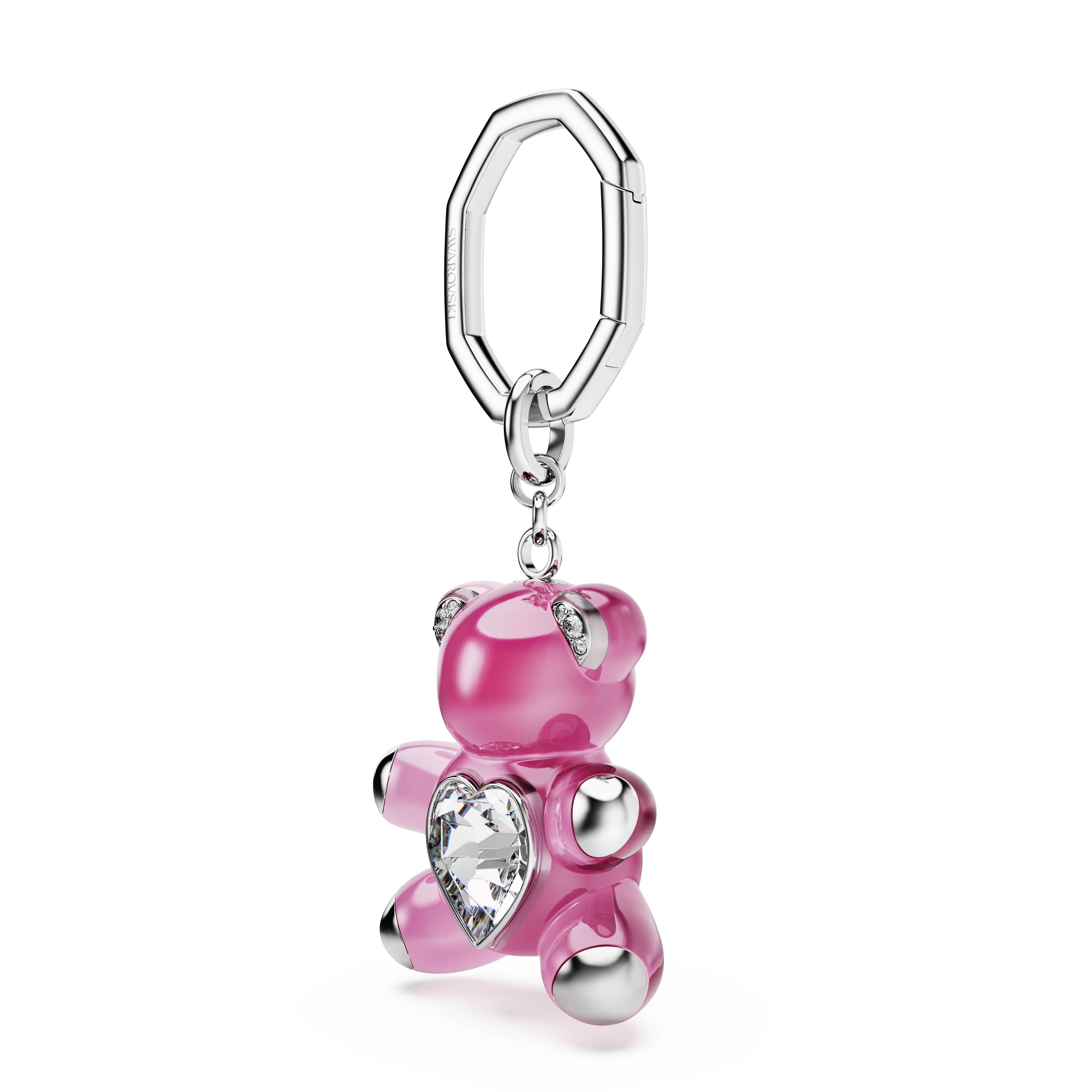Swarovski Teddy key ring, Bear, Pink, Rhodium plated 5735365