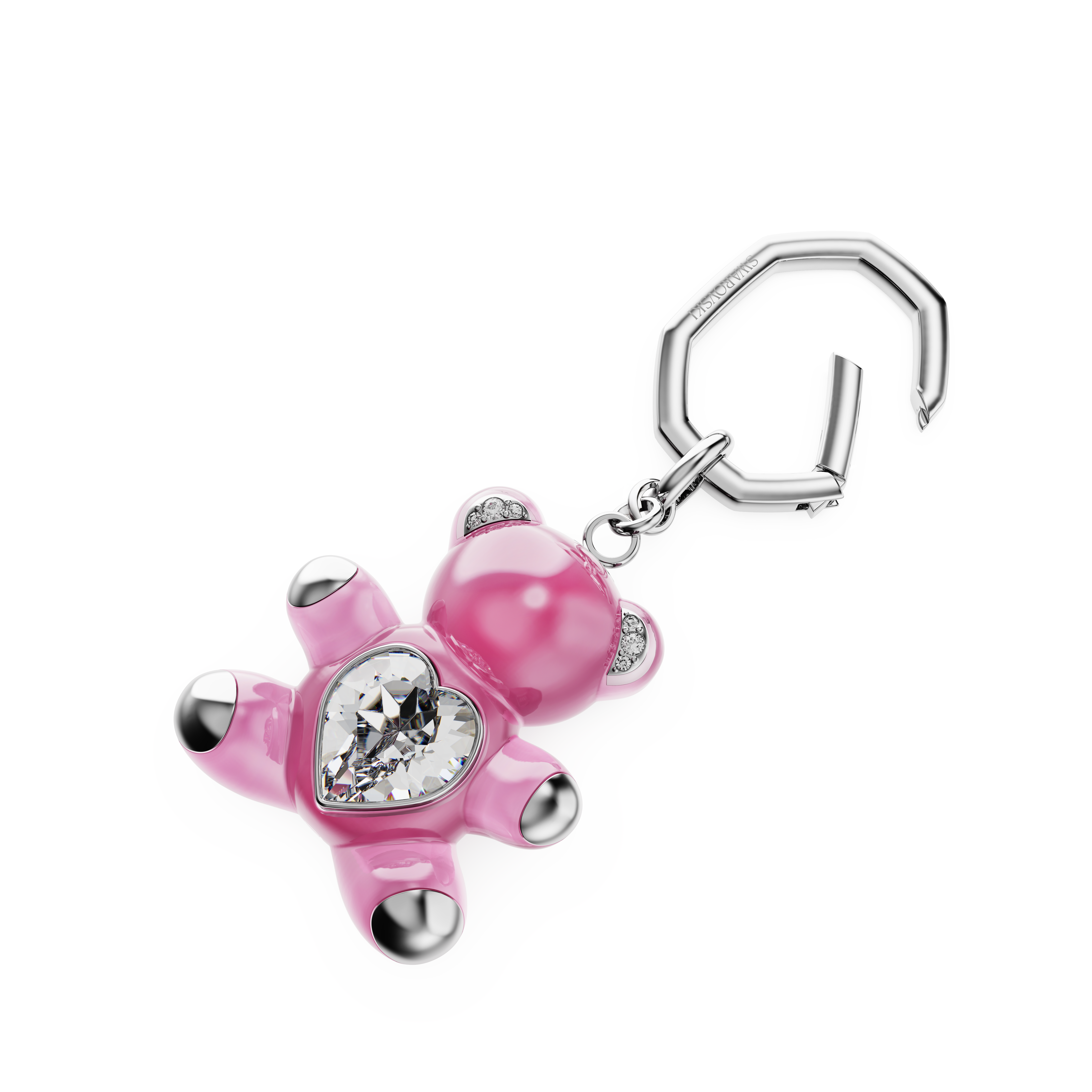 Swarovski Teddy key ring, Bear, Pink, Rhodium plated 5735365
