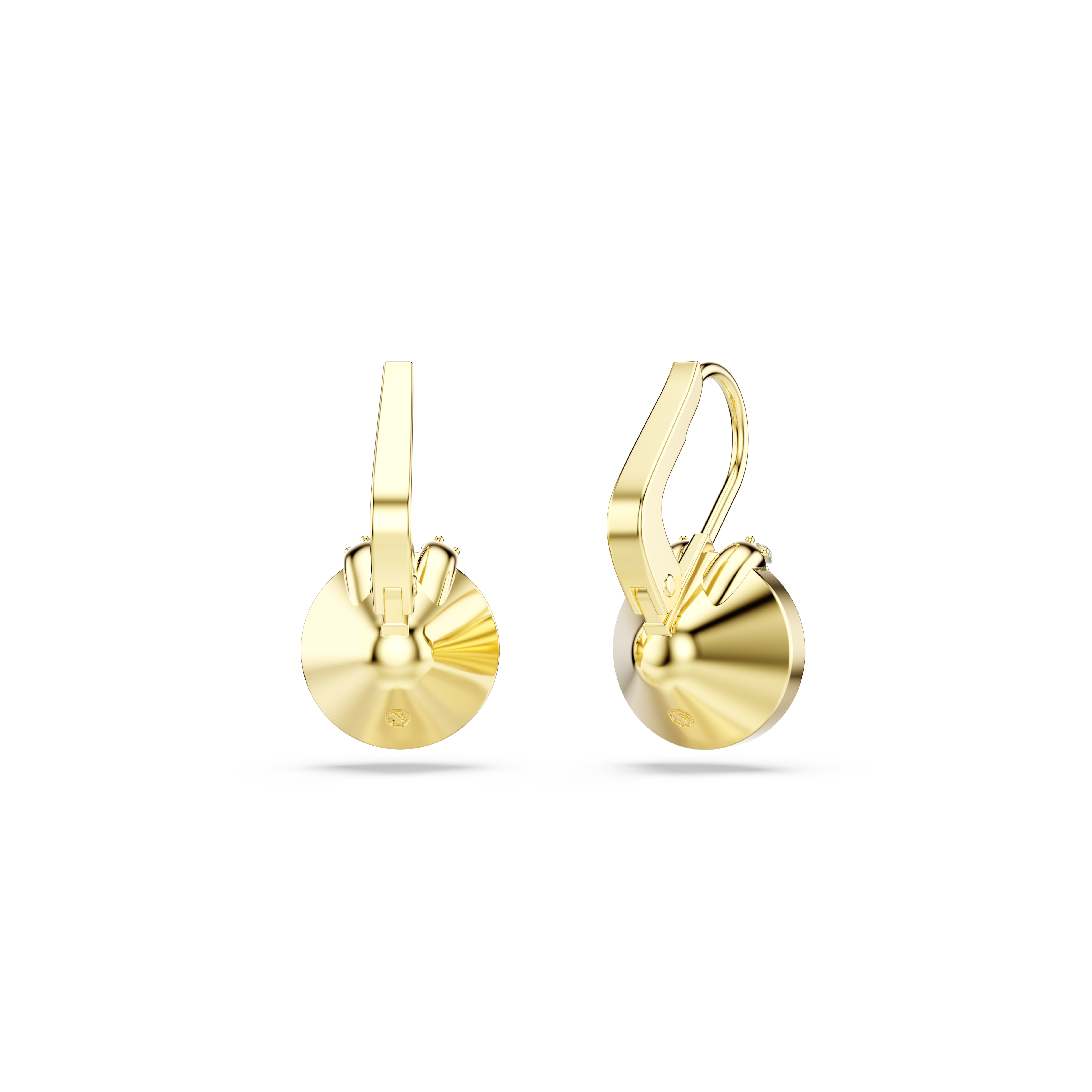 Swarovski Bella V drop earrings, Round cut, Green, Gold-tone plated 5735389