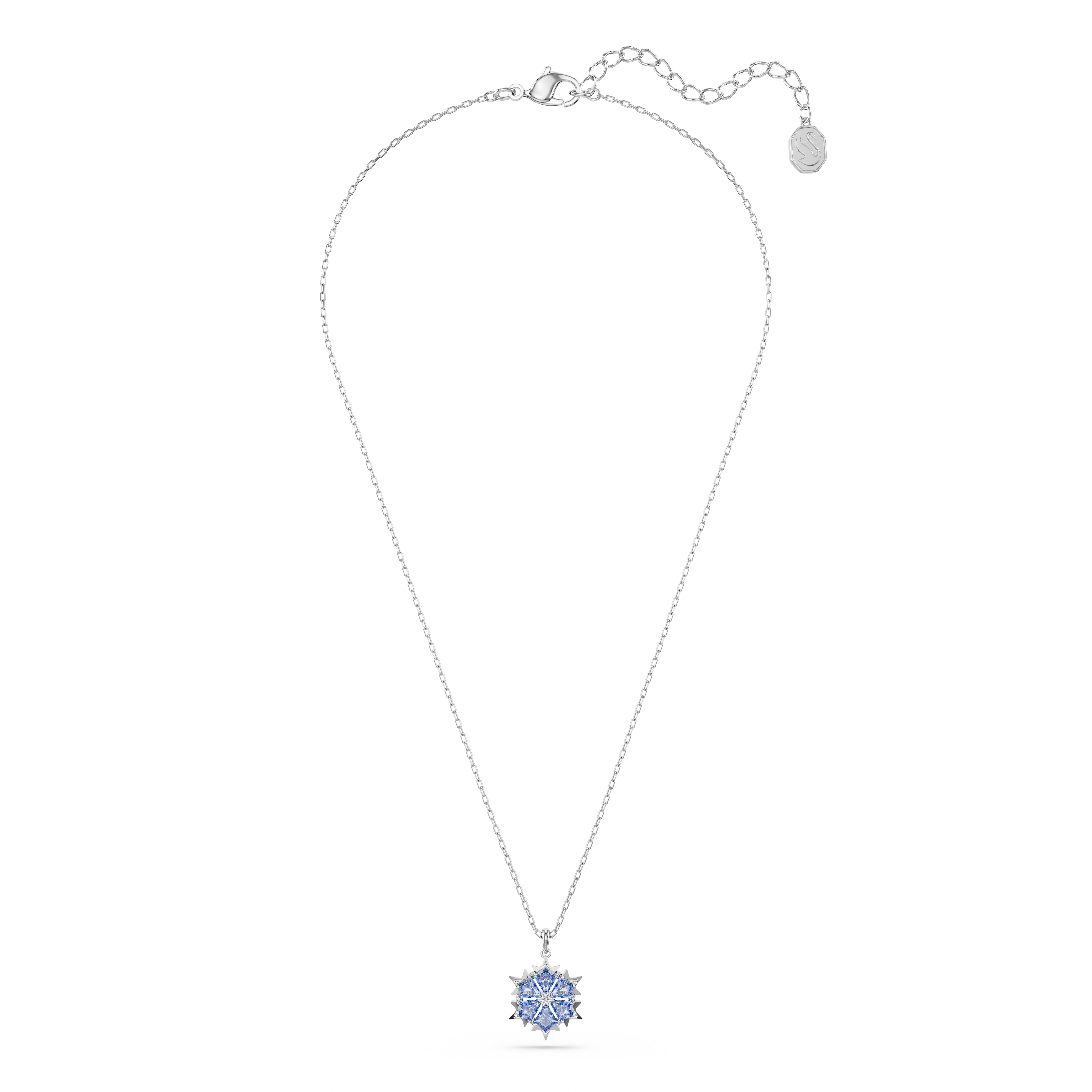 Swarovski Magic pendant, Snowflake, Blue, Rhodium plated 5735399