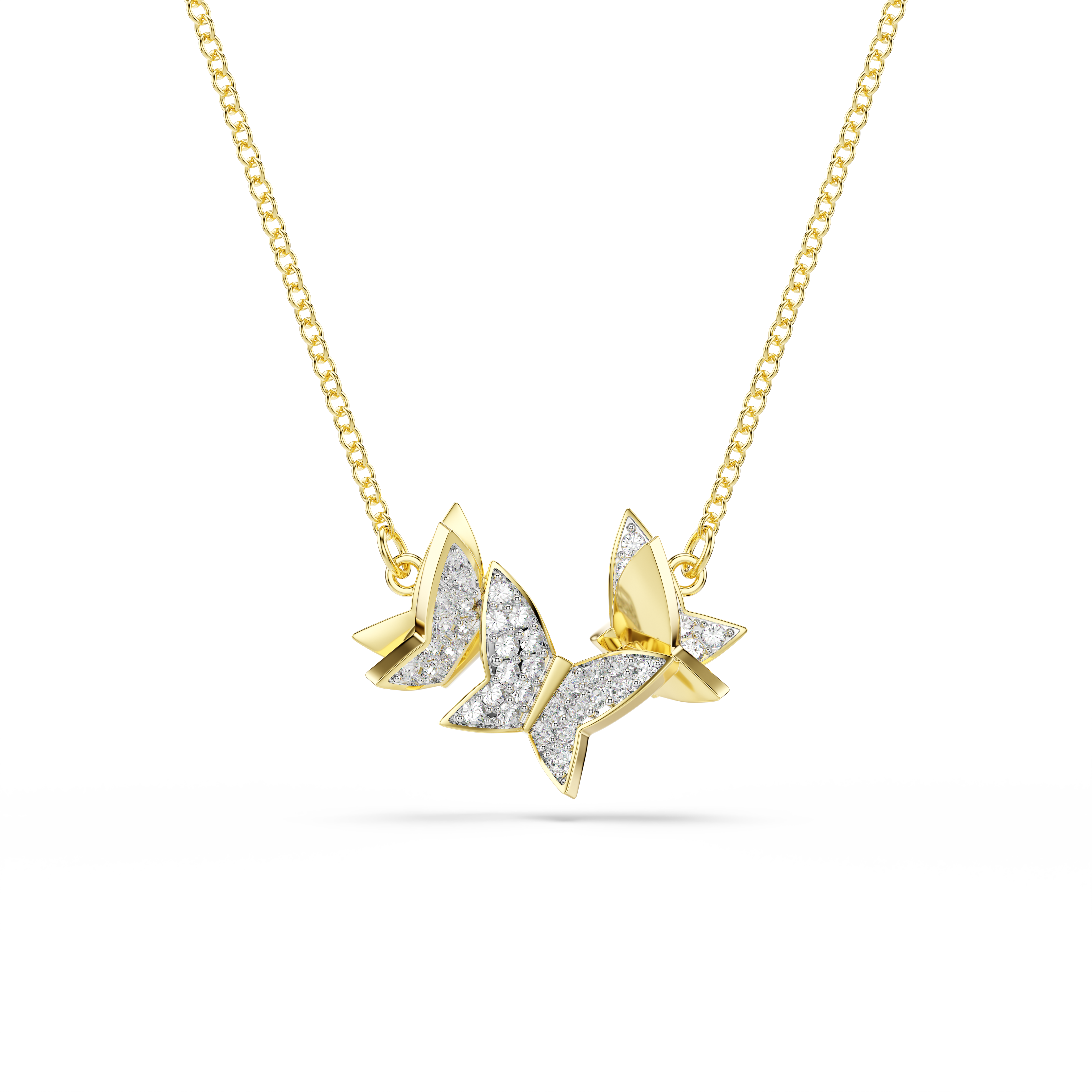 Swarovski Idyllia Lilia necklace, Butterfly, White, Gold-tone plated 5736068