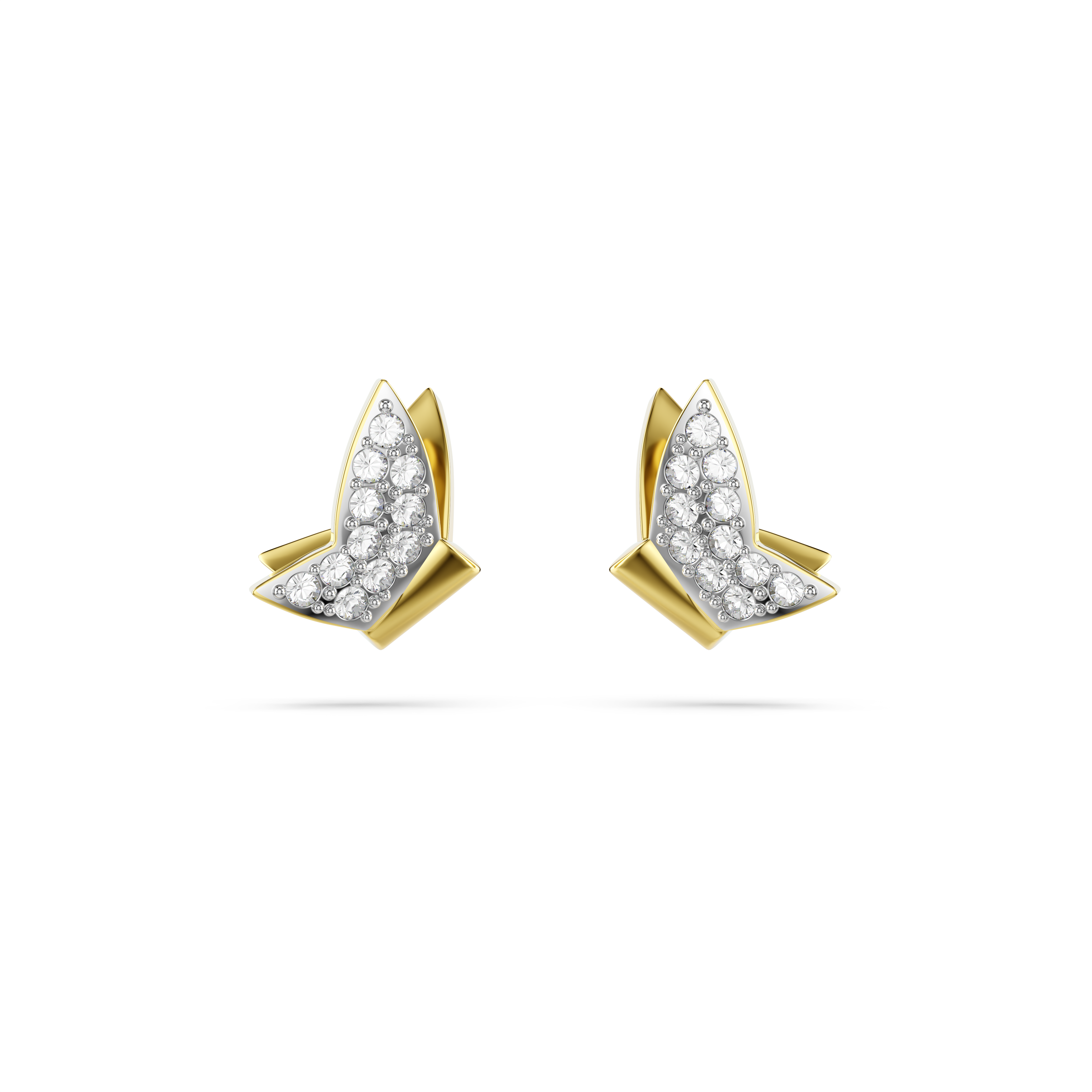 Swarovski Idyllia Lilia stud earrings, Butterfly, White, Gold-tone plated 5736070