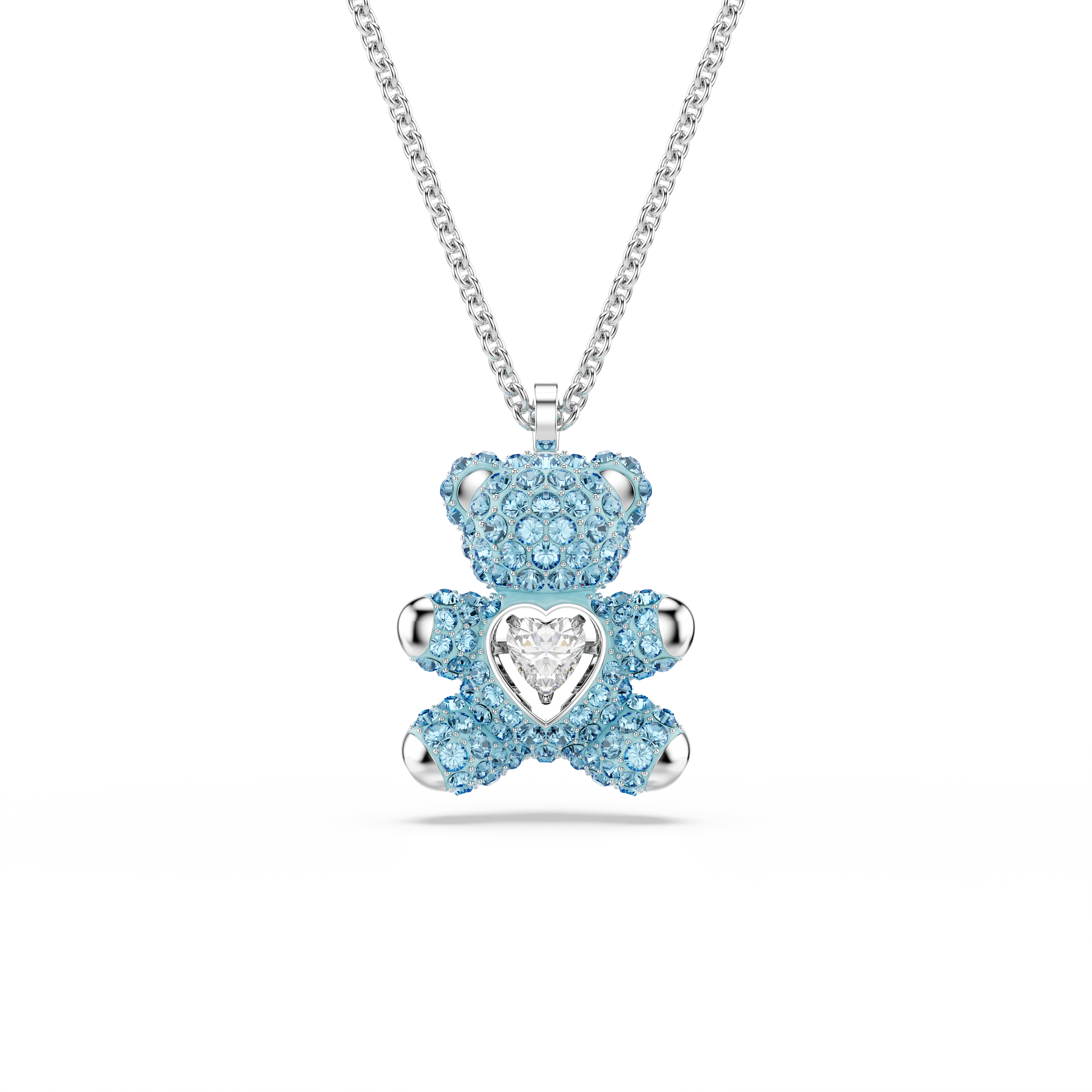 Swarovski Teddy pendant, Bear, Blue, Rhodium plated 5737620