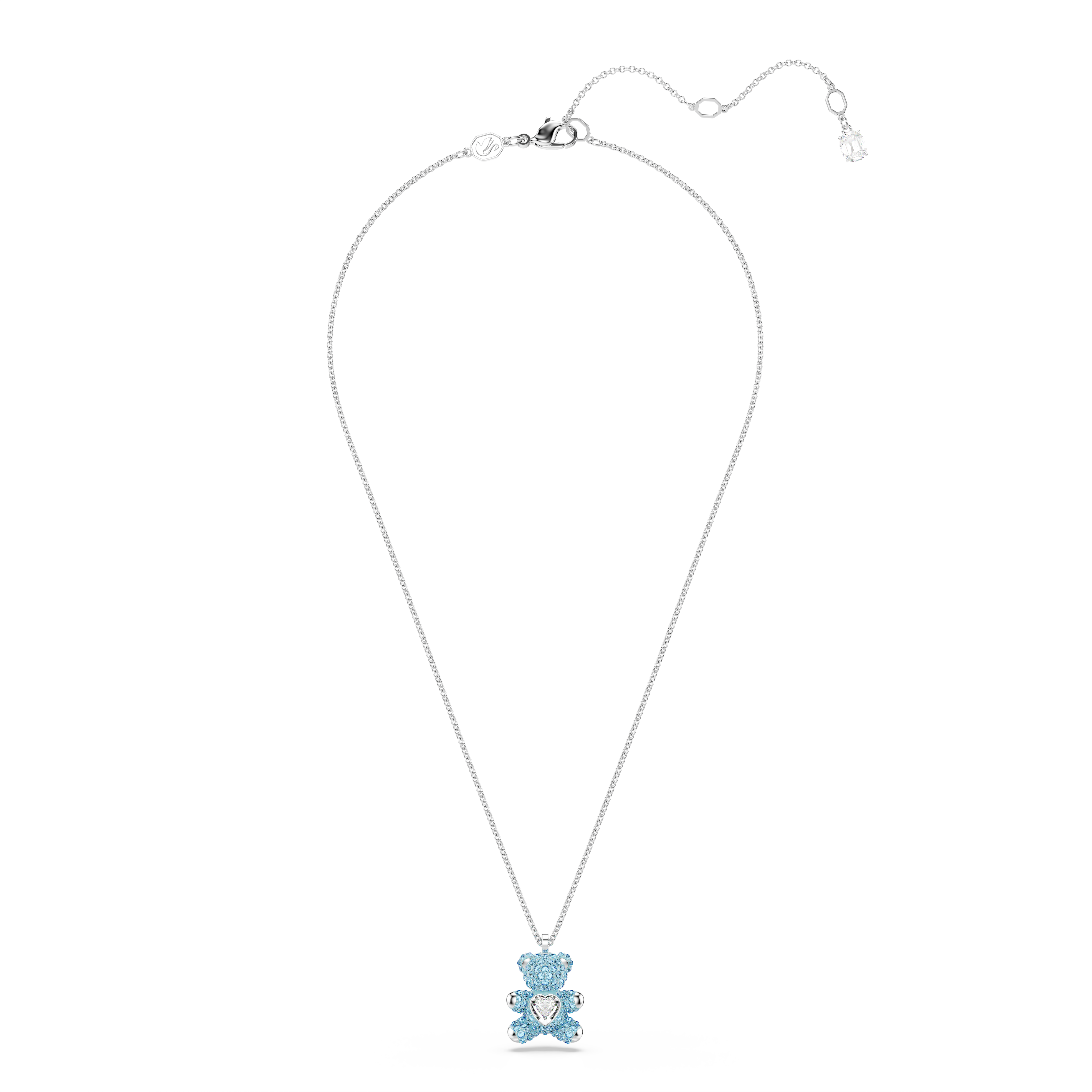 Swarovski Teddy pendant, Bear, Blue, Rhodium plated 5737620