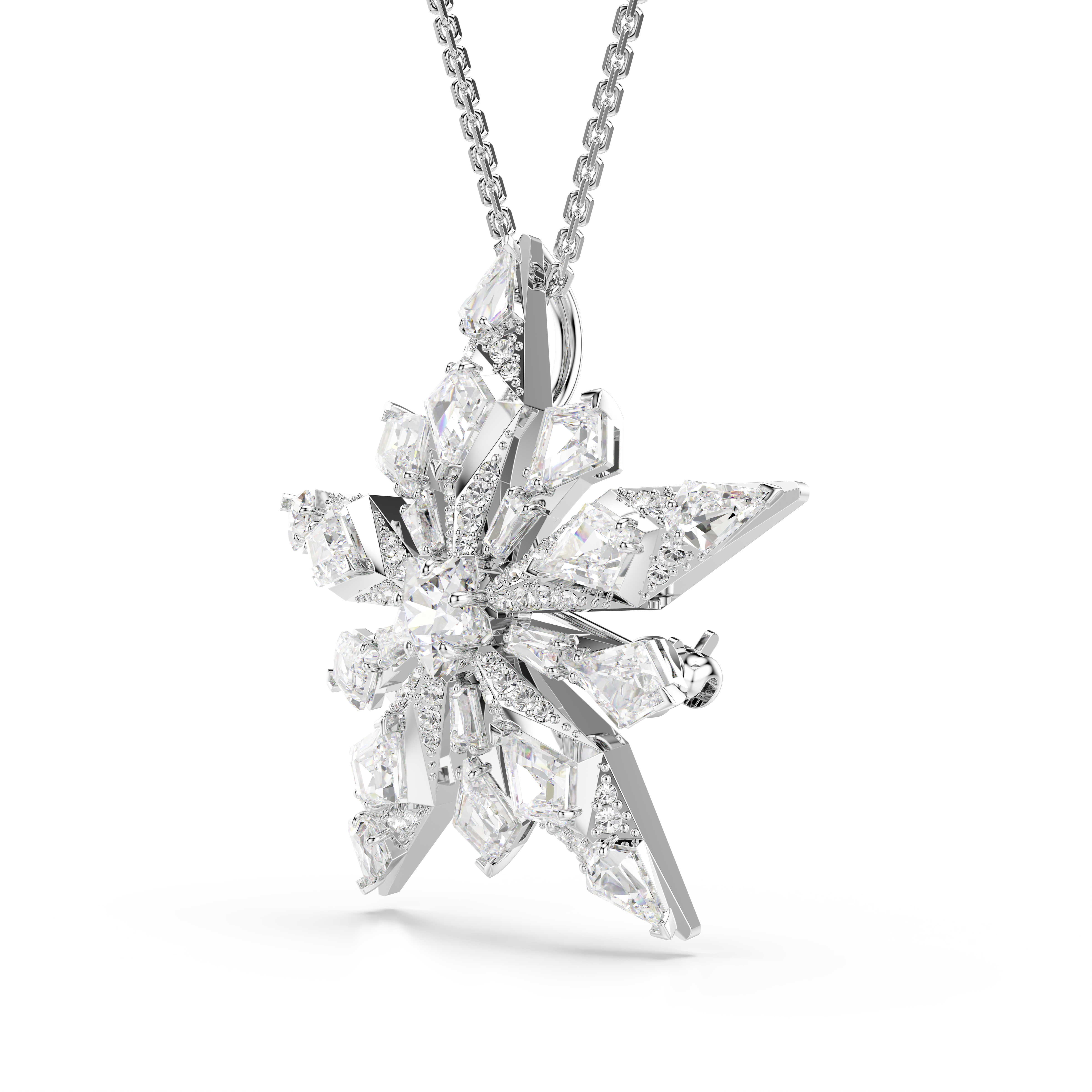 Swarovski Idyllia pendant and brooch, Star, White, Rhodium plated 5740116