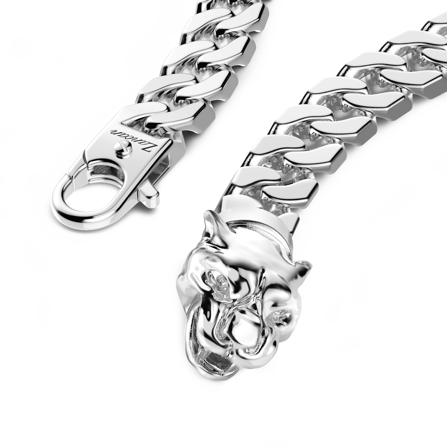 Panther Head Silver Bracelet