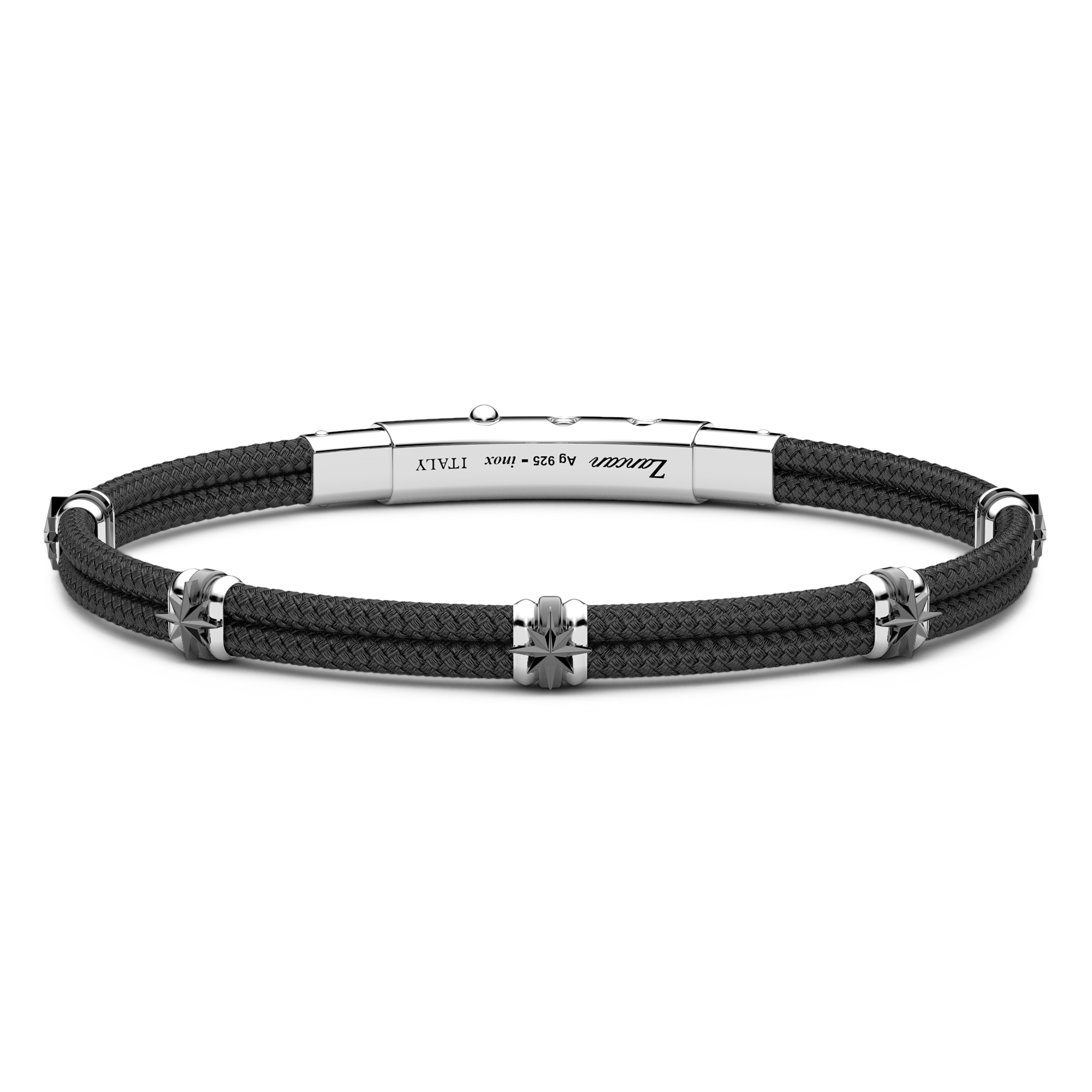 Black Kevlar Bracelet with Black Stones