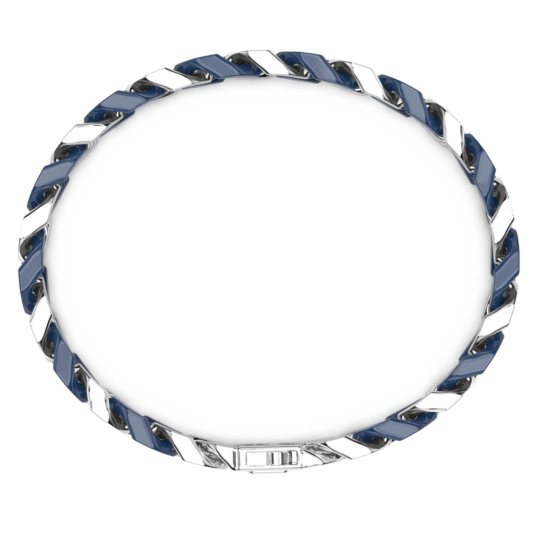 Blue Silver Ceramic Curb Chain Bracelet