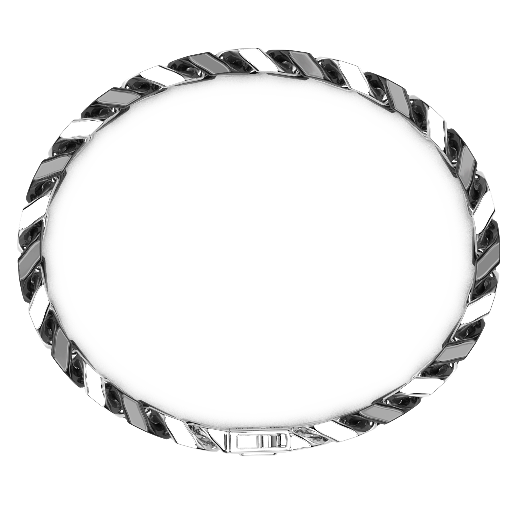 Black Silver Ceramic Curb Chain Bracelet