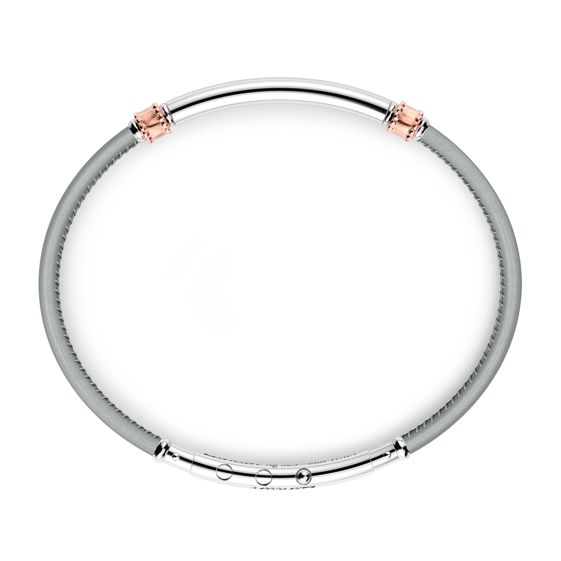 Gray Leather Bracelet with Silver Tag