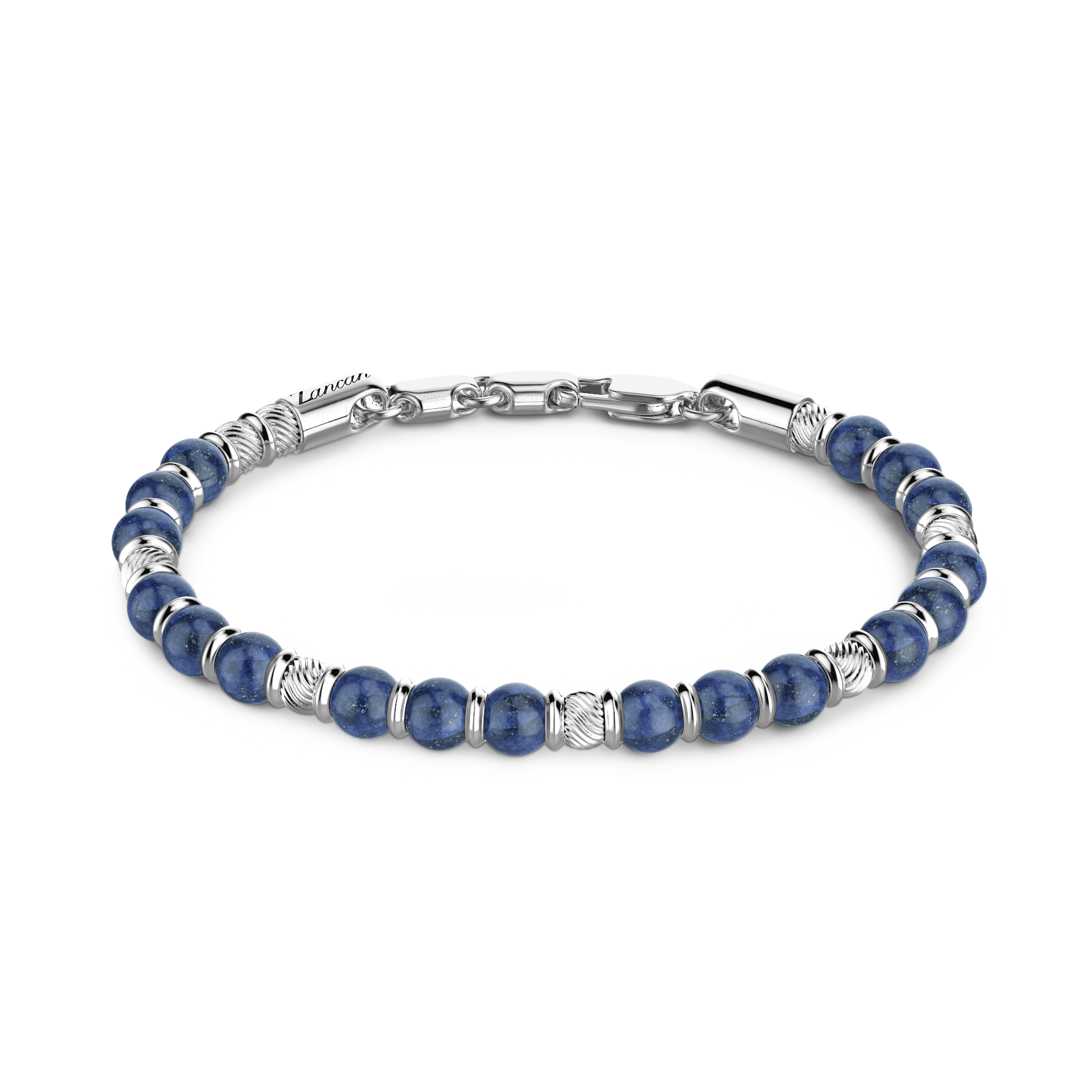 Soft Silver Bracelet with Blue Beads & Hard Natural Stones