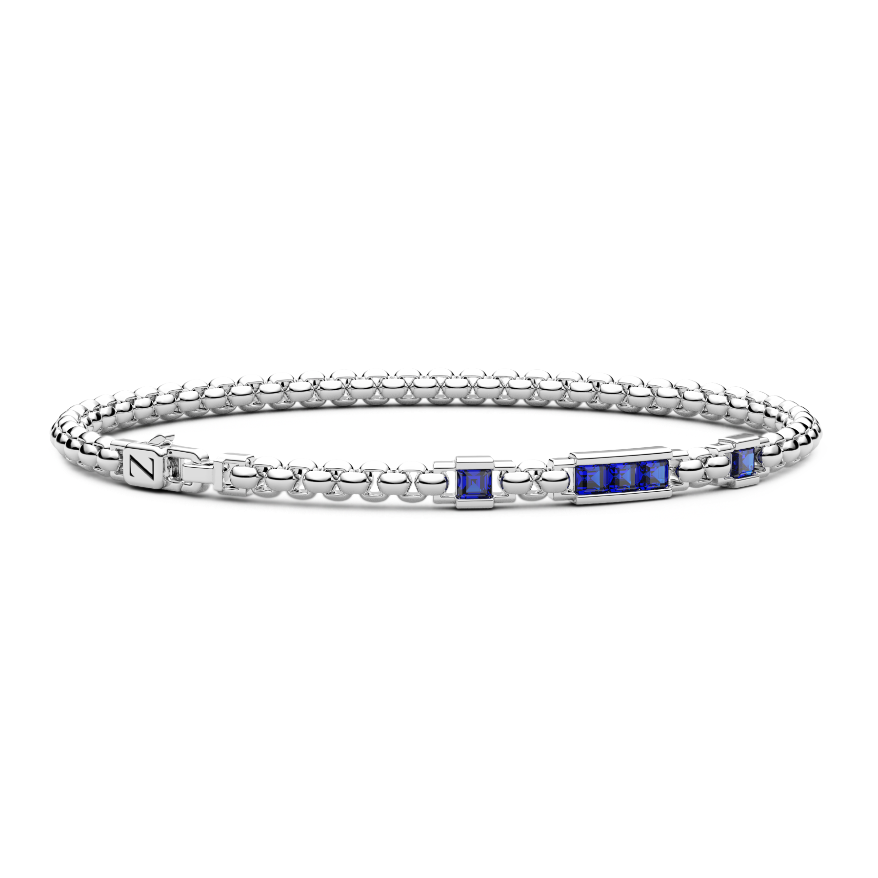 Silver Bracelet with Blue Stones