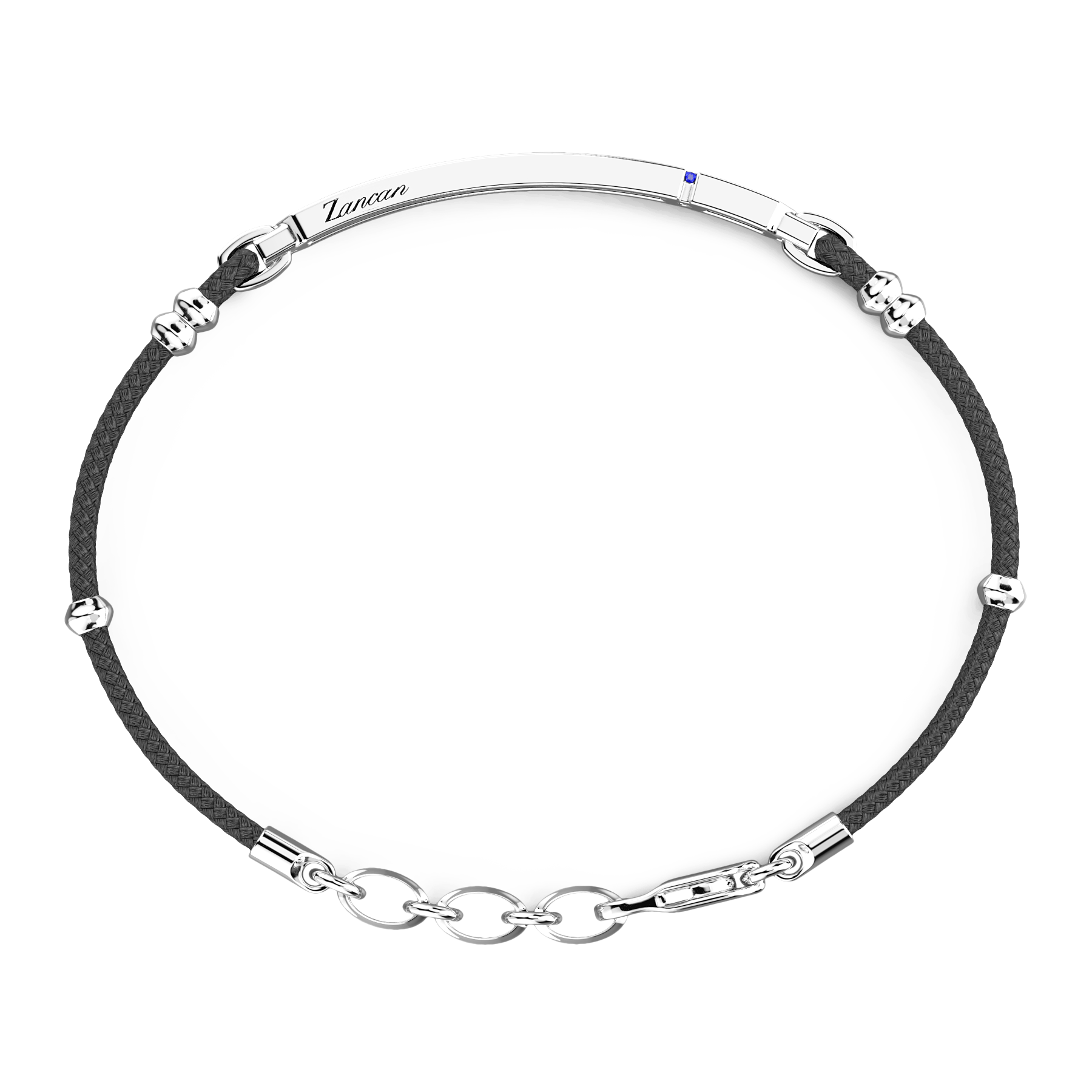 Black Kevlar Bracelet with Blue Stone