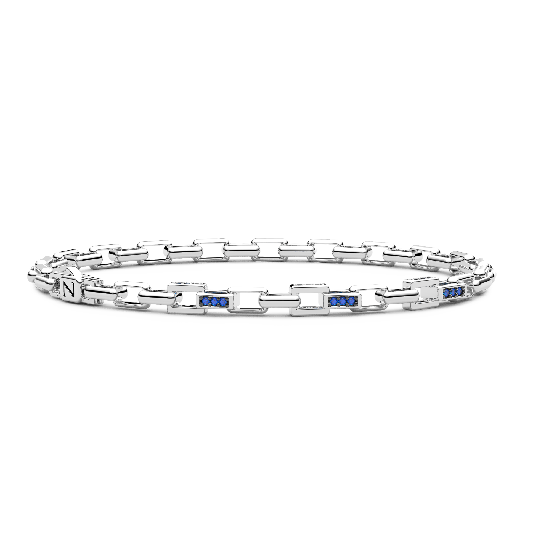 Silver Bracelet with Blue Stones