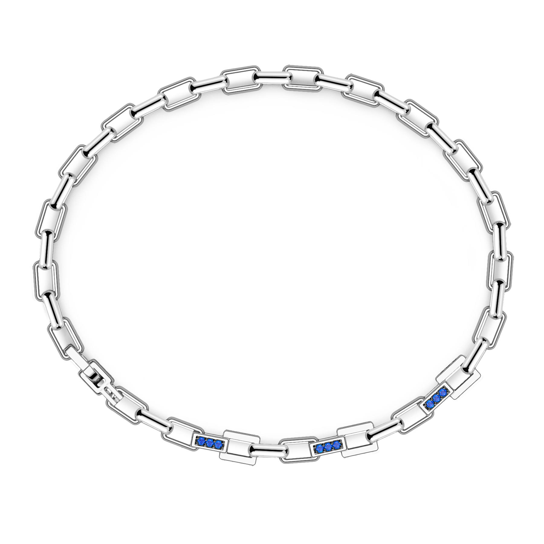 Silver Bracelet with Blue Stones