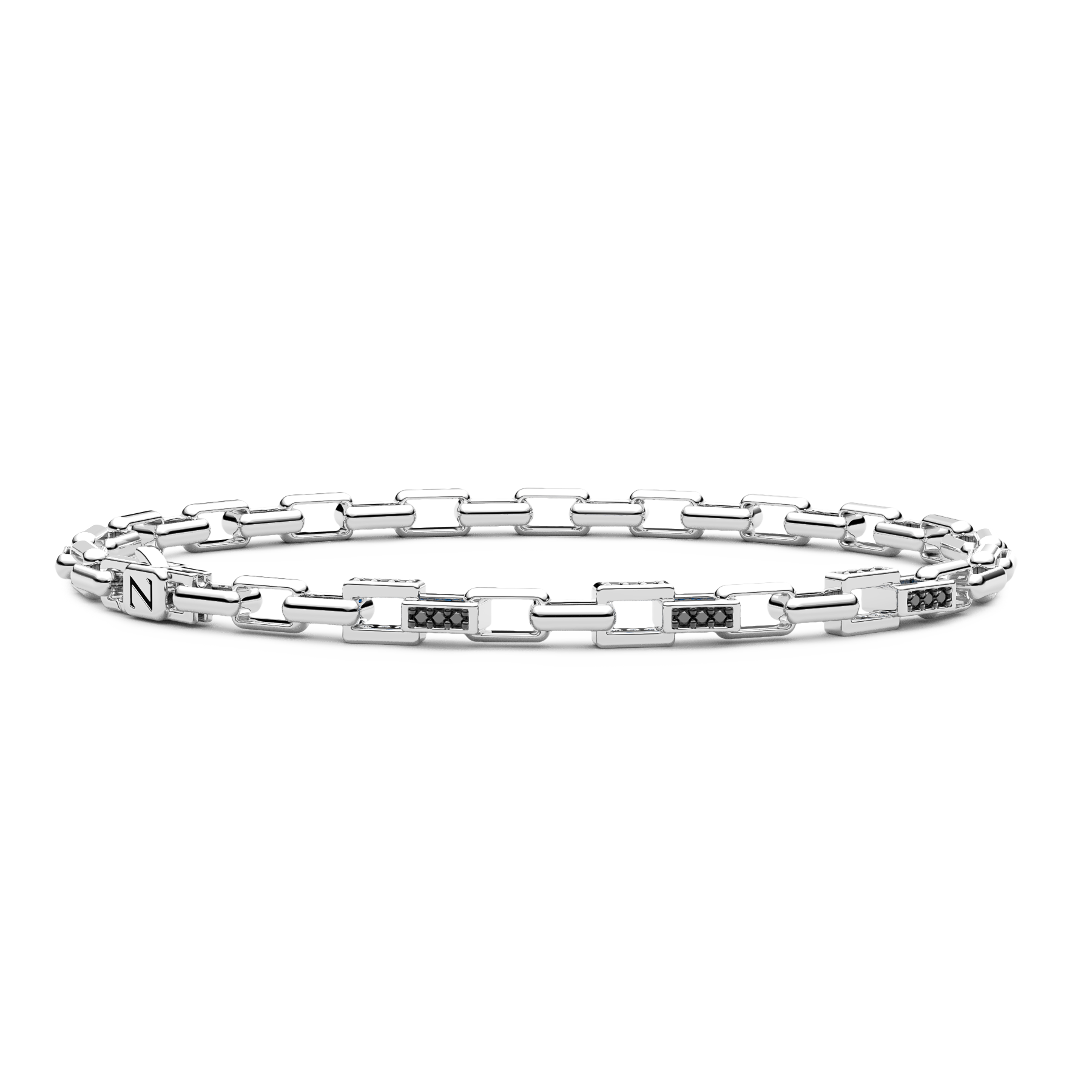 Silver Bracelet with Black Stones