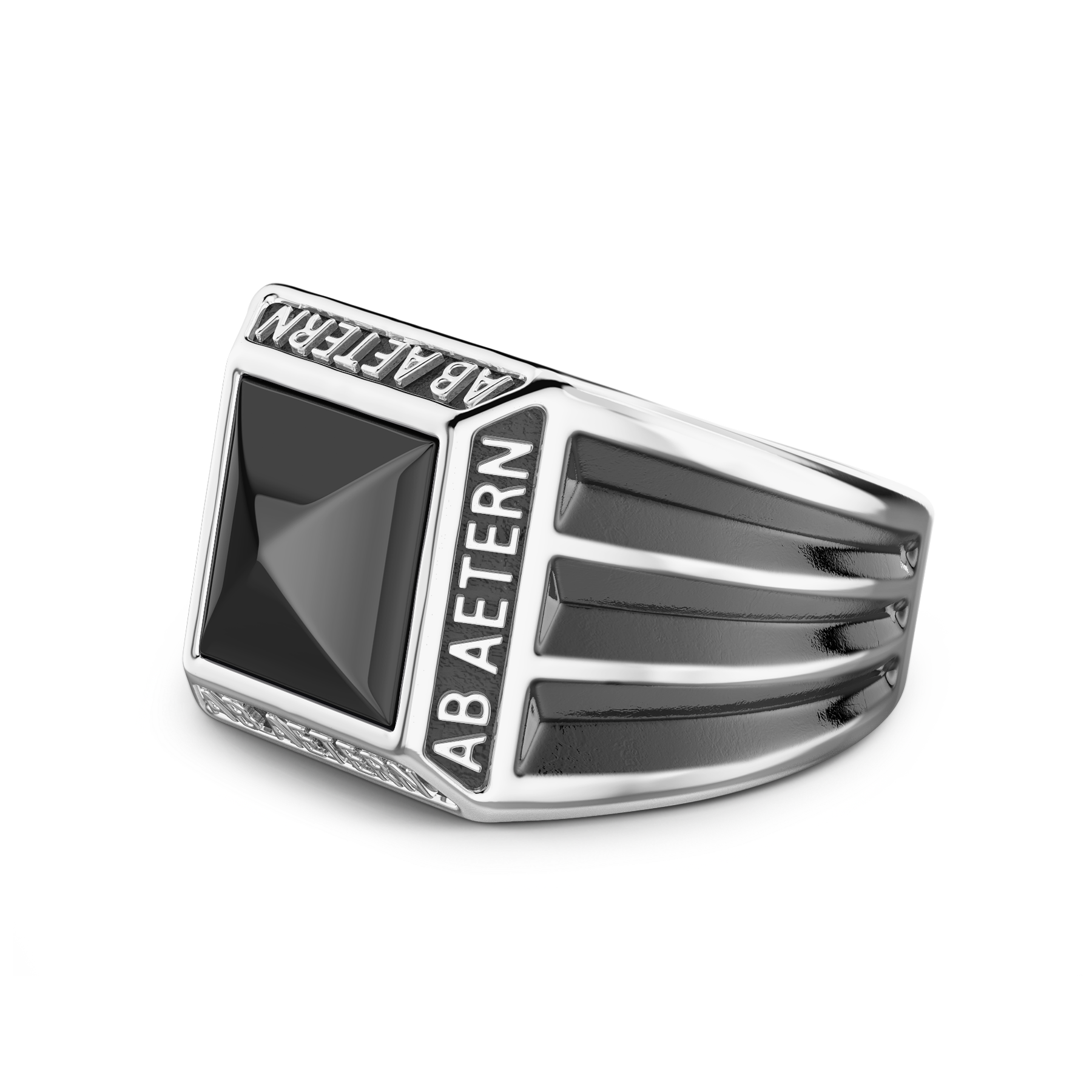 Silver Ring with Inscription in Latin and Onyx