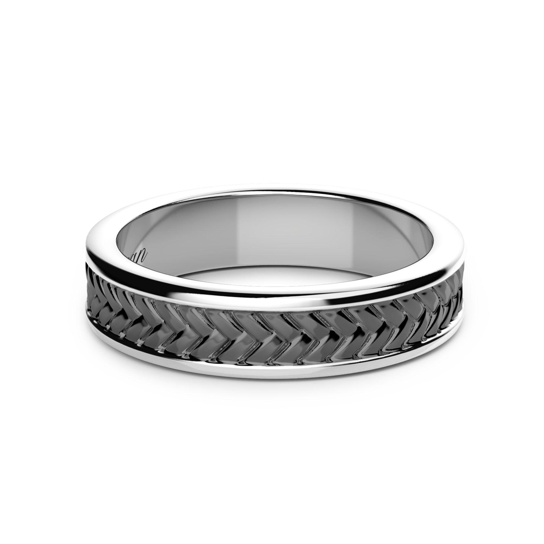 Silver Band Burnished Ring