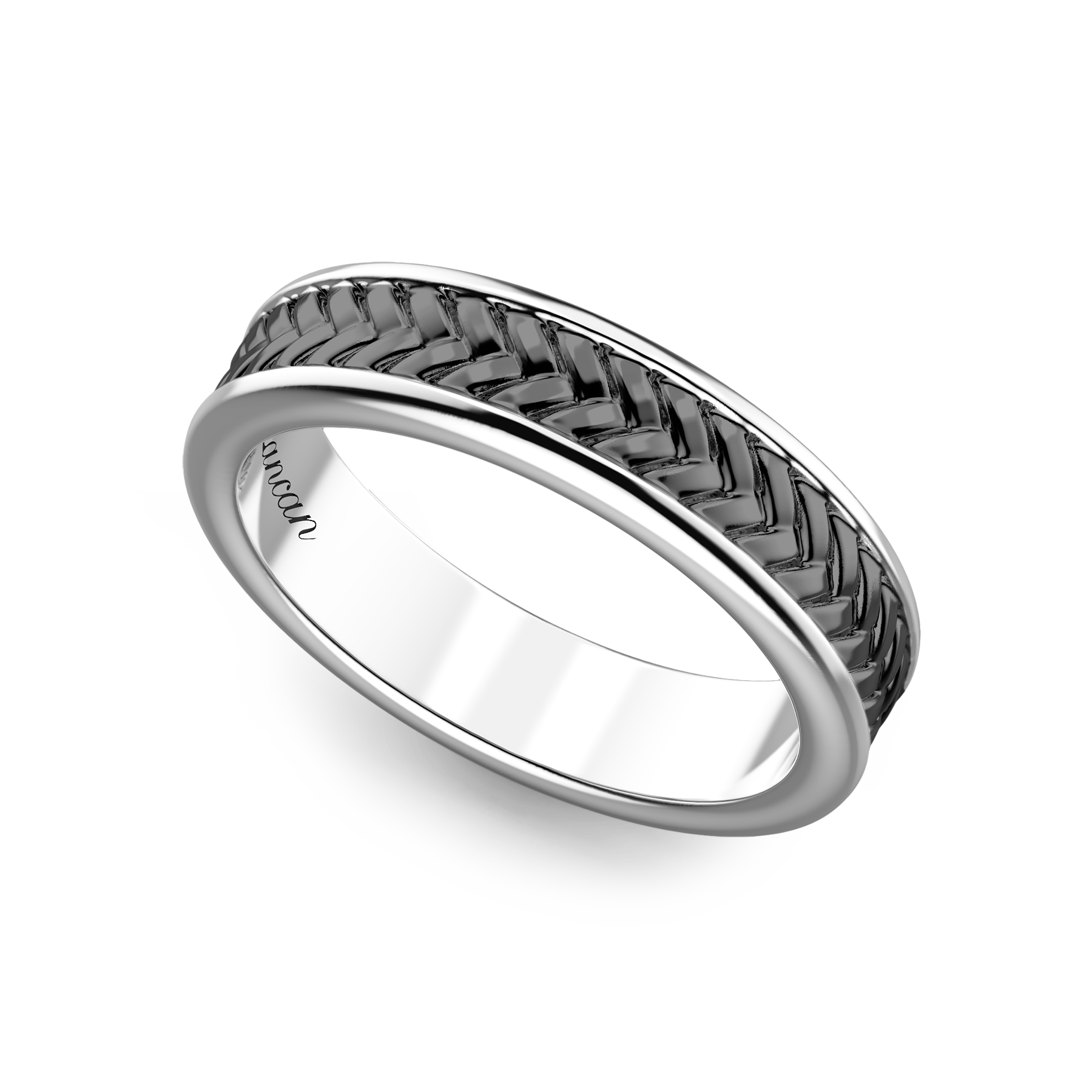 Silver Band Burnished Ring