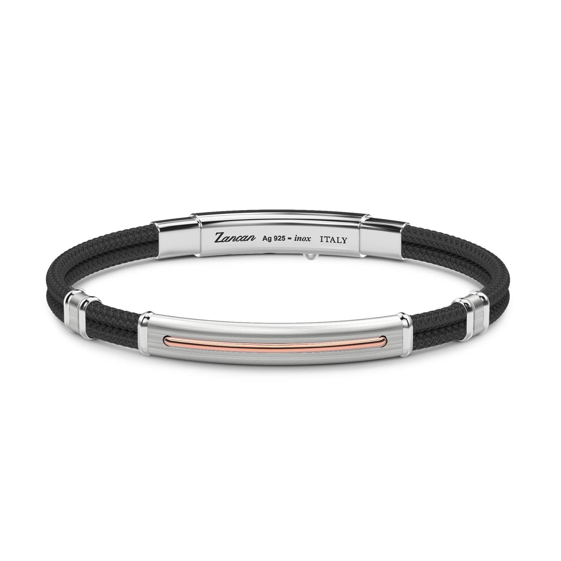 Black Kevlar Bracelet with Rose Gold