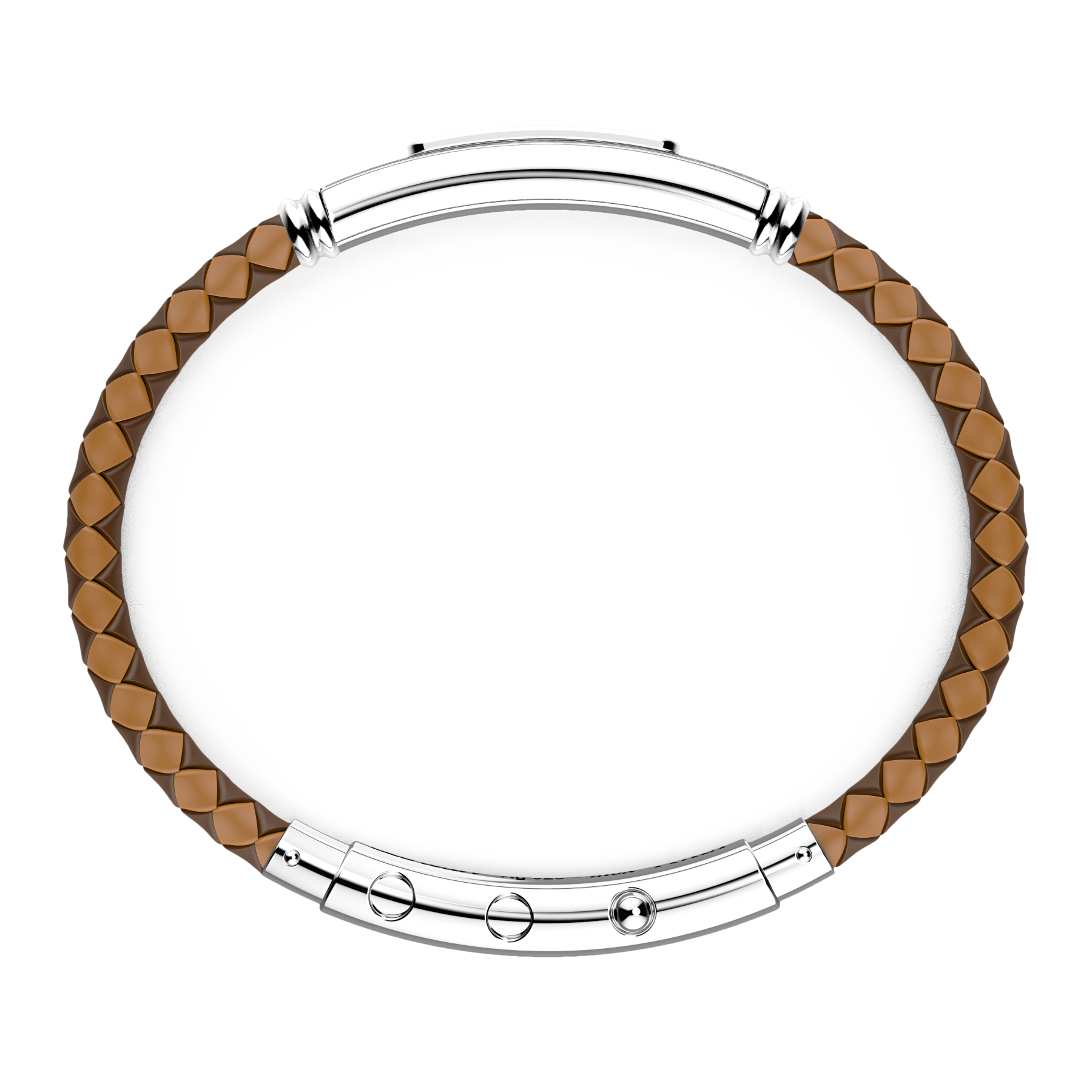 Light Brown Silicone Bracelet with Silver Tag & Black Stones