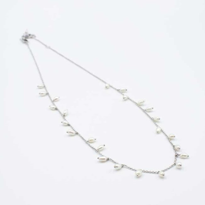 DNA Perla Rhodium Single Strand Necklace
