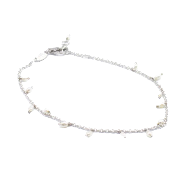 DNA Perla Rhodium / Pearls Pearl Grey Dust single strand Bracelet
