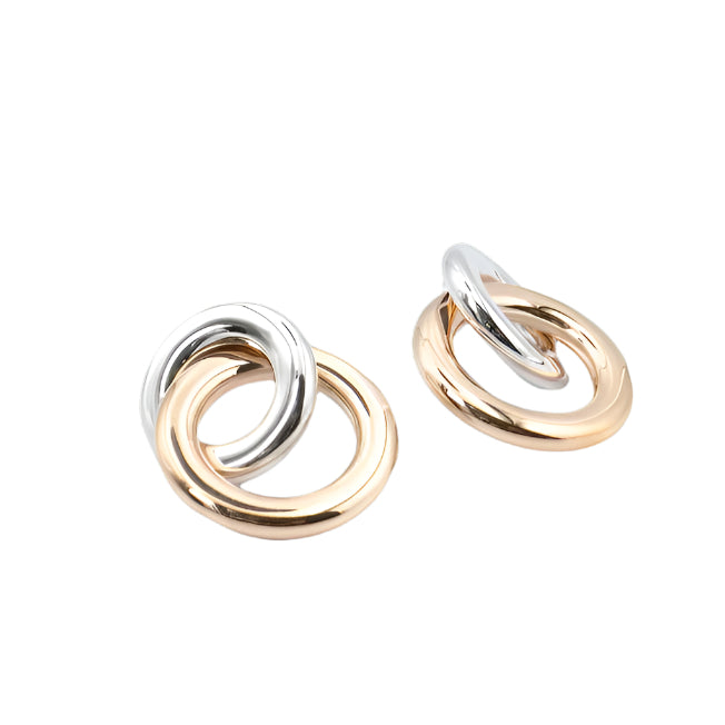 Elegance Incrocio 2 Tone Pink / Rhodium Ear Rings