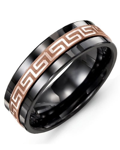 MADANI MEN'S ANCIENT GREEK KEY PATTERN WEDDING BAND MAJ710CP MAJ710CP