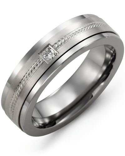 MADANI MEN'S ROPE DESIGN DIAMOND WEDDING BAND MDO710TW-5R MDO710TW-5R