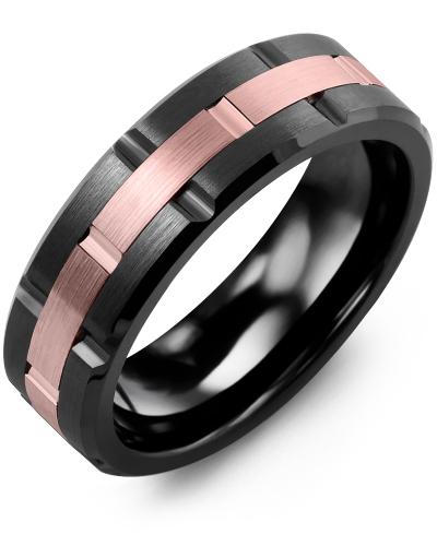 MADANI MEN'S BRUSH FINISH GROOVED WEDDING BAND MIB710UP MIB710UP